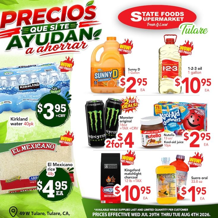 State Foods Supermarket (Tulare, CA) Weekly Ad August 5 - 11, 2026