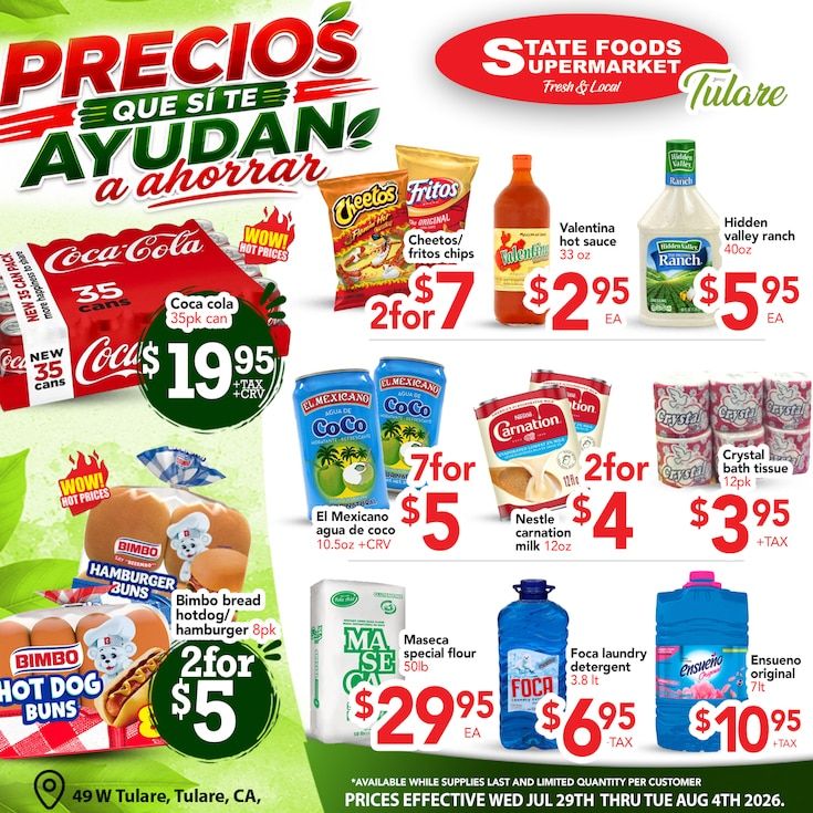 State Foods Supermarket (Tulare, CA) Weekly Ad August 5 - 11, 2026