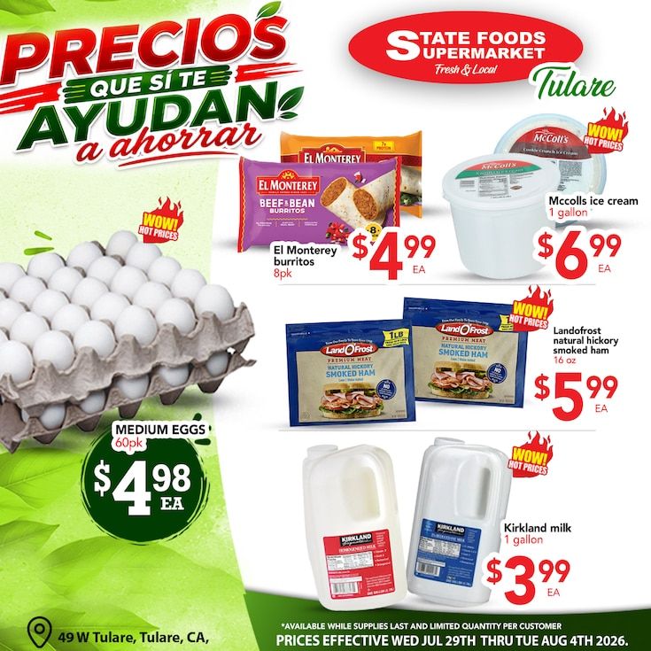 State Foods Supermarket (Tulare, CA) Weekly Ad August 5 - 11, 2026
