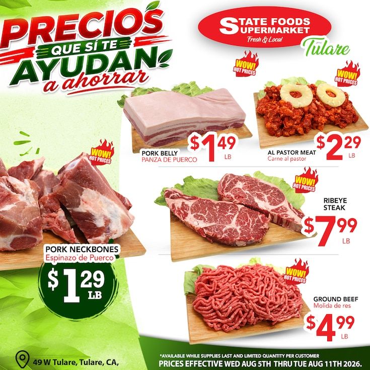 State Foods Supermarket (Tulare, CA) Weekly Ad August 5 - 11, 2026