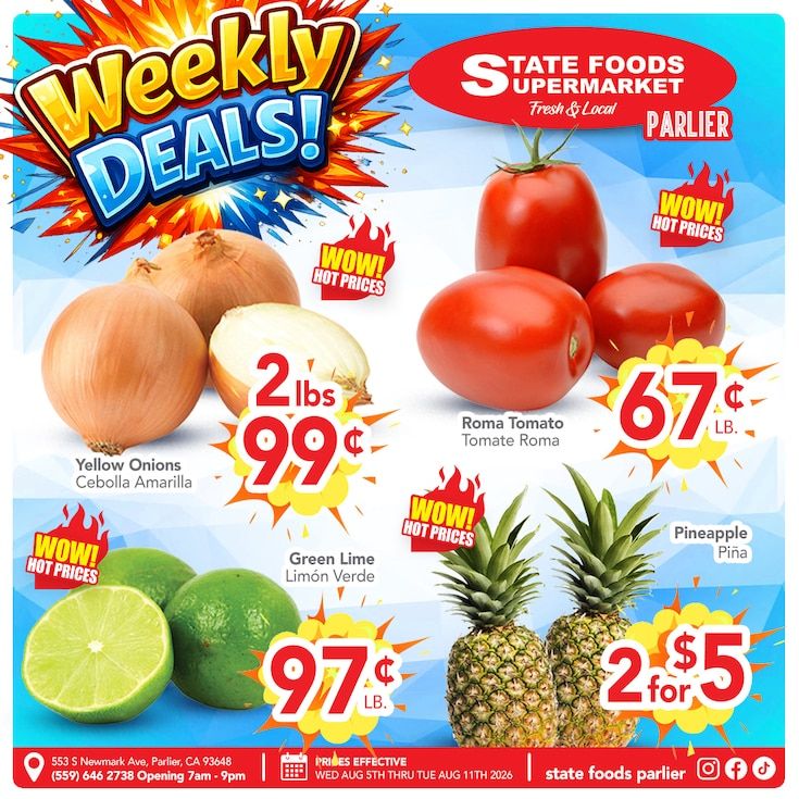 State Foods Supermarket (Parlier, CA) Weekly Ad August 5 - 11, 2026