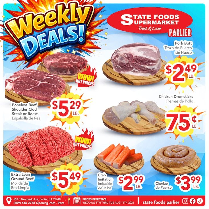 State Foods Supermarket (Parlier, CA) Weekly Ad August 5 - 11, 2026