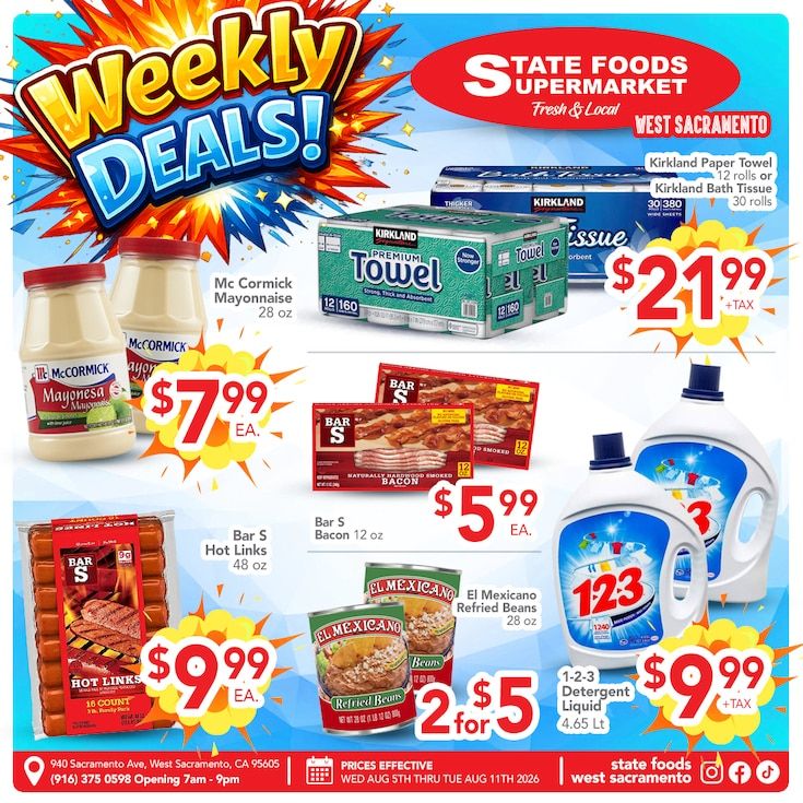 State Foods Supermarket (West Sacramento, CA) Weekly Ad August 5 - 11, 2026