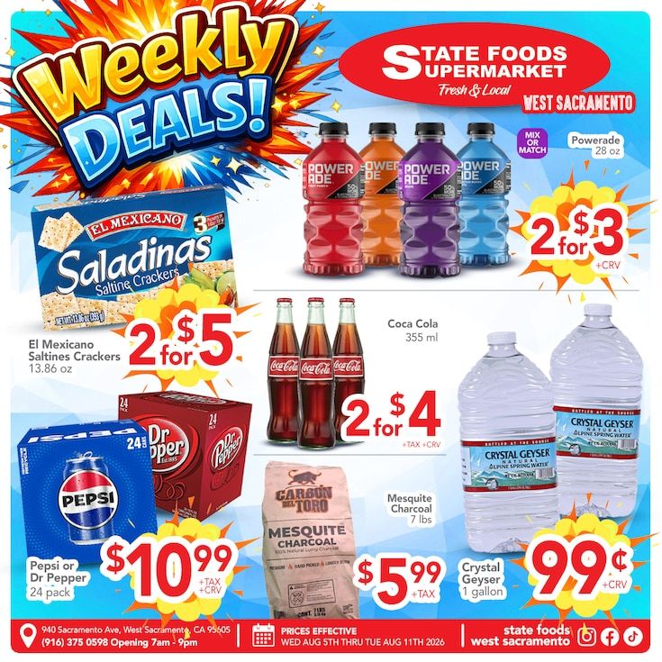State Foods Supermarket (West Sacramento, CA) Weekly Ad August 5 - 11, 2026