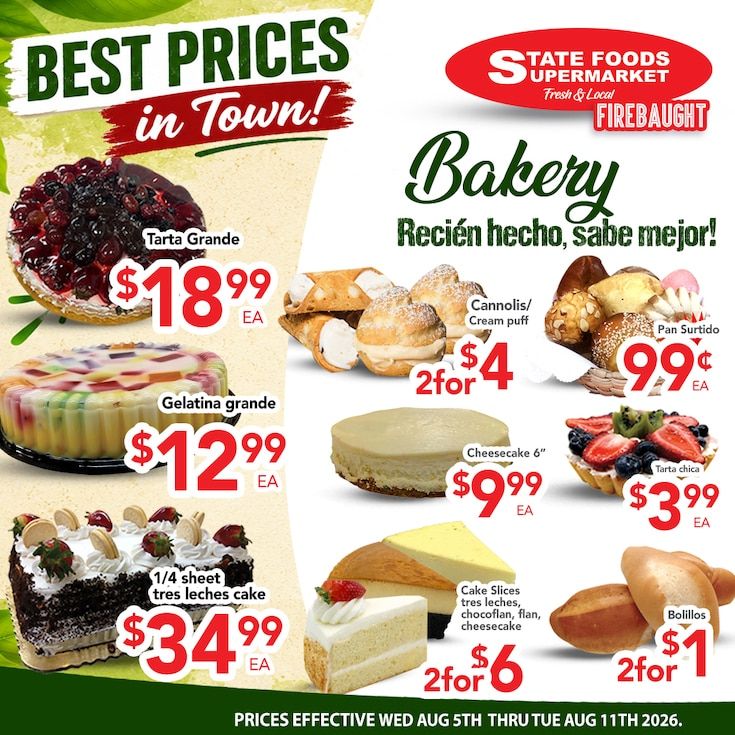 State Foods Supermarket (Firebaugh, CA) Weekly Ad August 5 - 11, 2026
