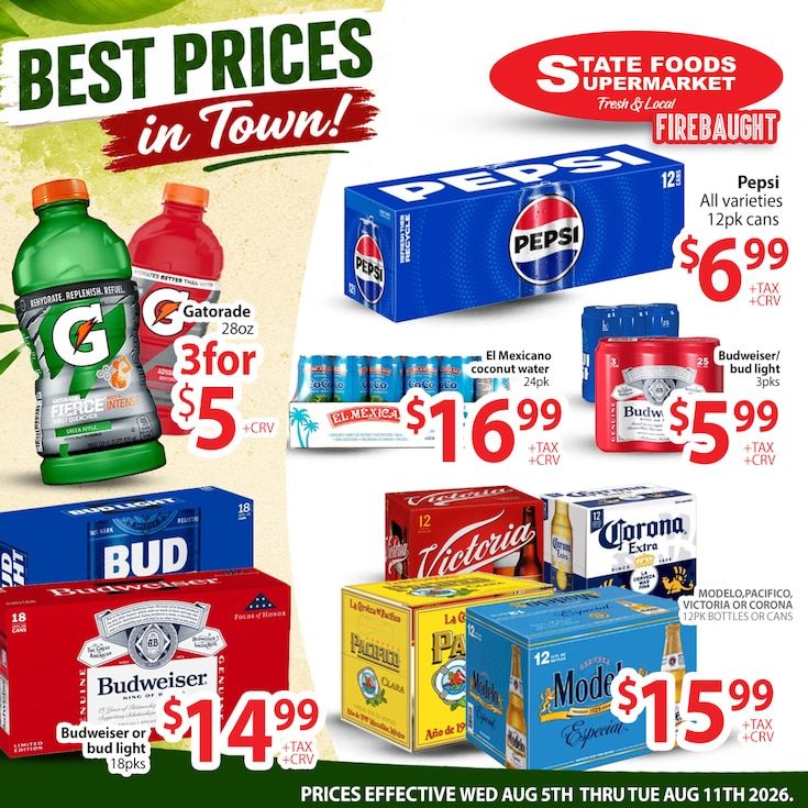 State Foods Supermarket (Firebaugh, CA) Weekly Ad August 5 - 11, 2026