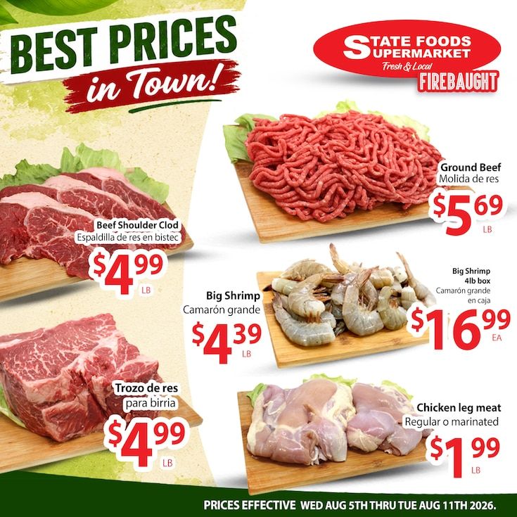 State Foods Supermarket (Firebaugh, CA) Weekly Ad August 5 - 11, 2026