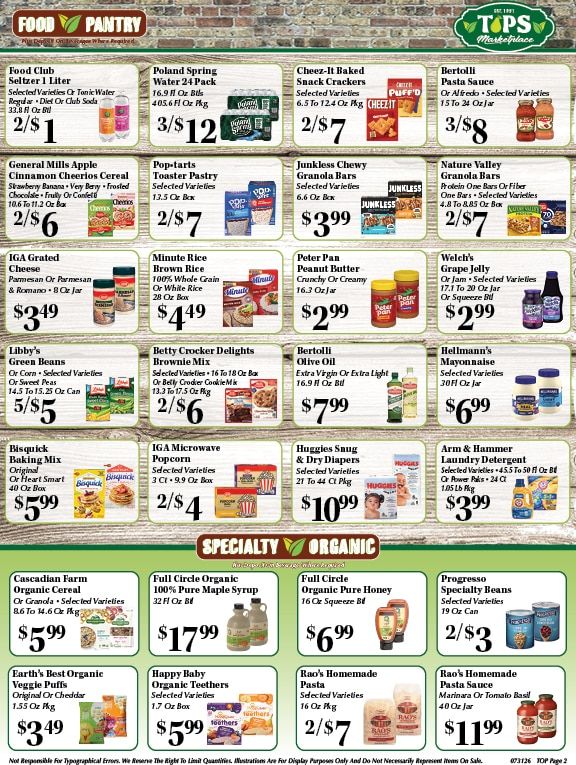 Tops Marketplace (Plantsville, CT) Weekly Ad July 31 - August 6, 2026