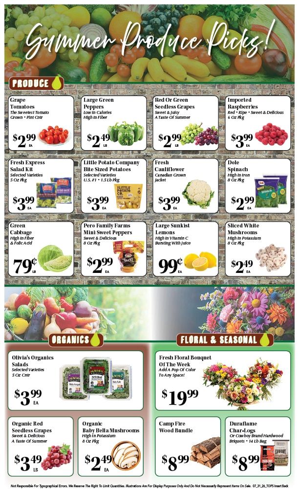 Tops Marketplace (Plantsville, CT) Weekly Ad July 31 - August 6, 2026