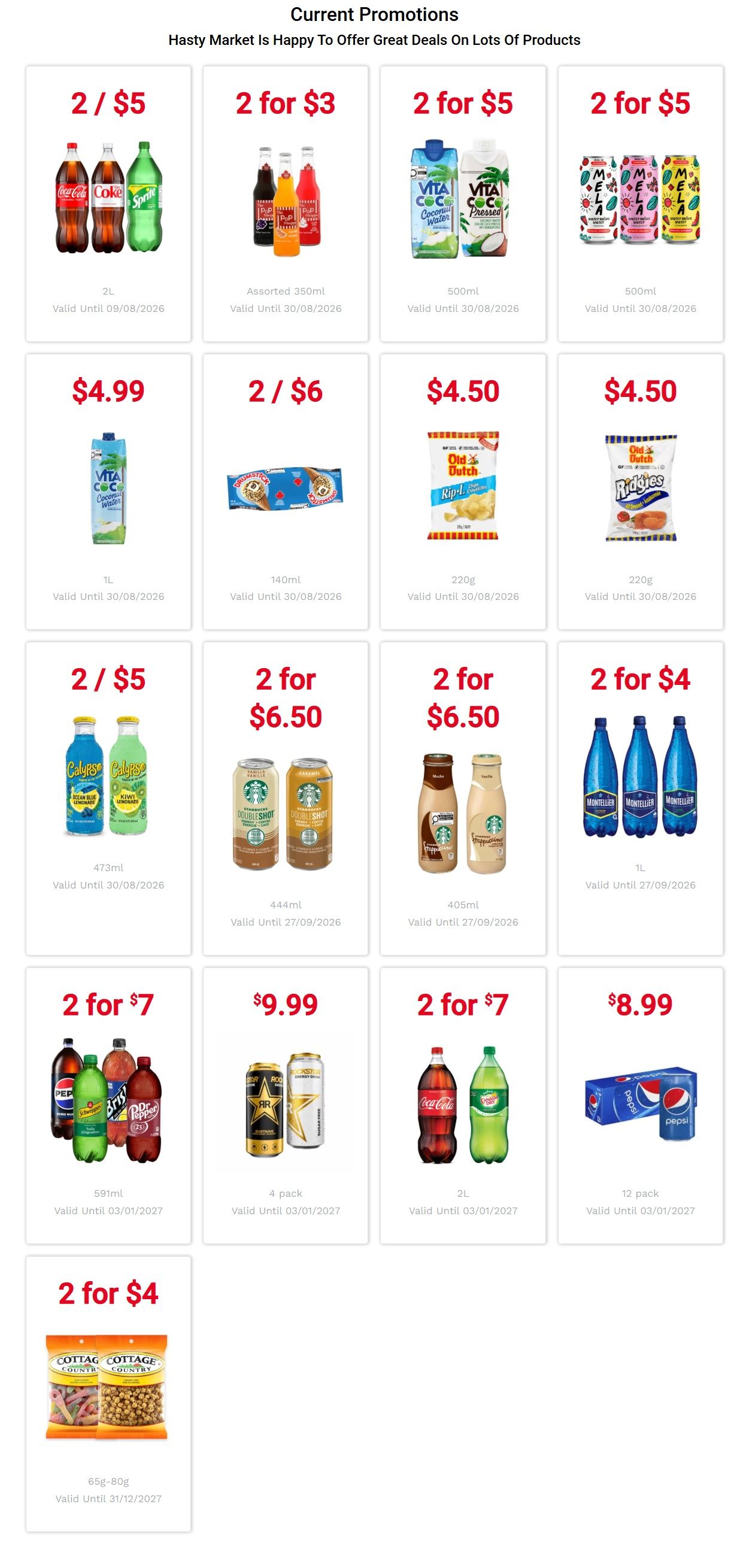 Hasty Market in-store Deals August 1 to 30