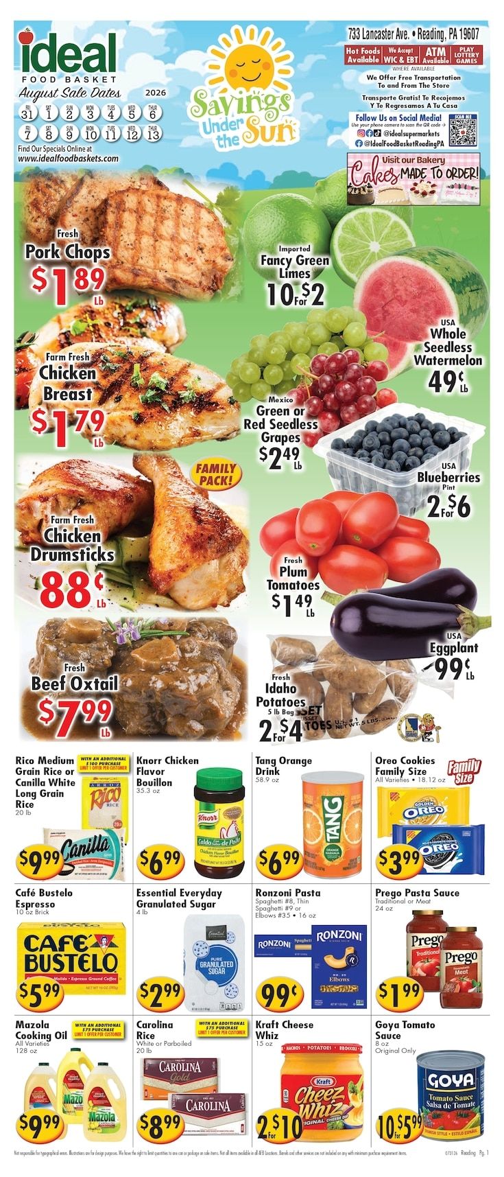Ideal Food Basket (Reading, PA) Weekly Ad August 7 - 13, 2026