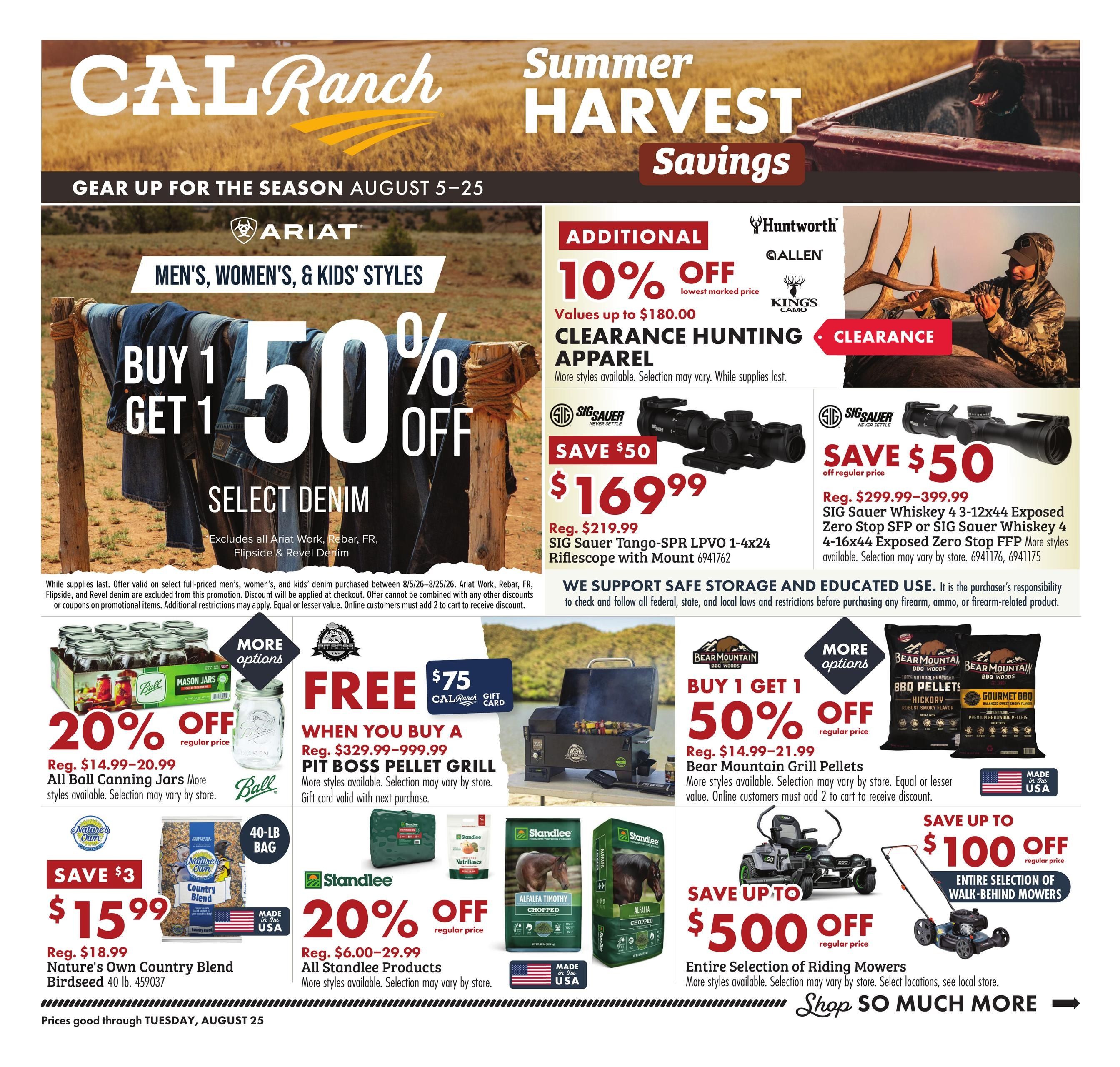 C-A-L Ranch Stores (Idaho Falls–Ucon Area, ID) Summer Harvest Savings Weekly Ad August 5 - 25, 2026