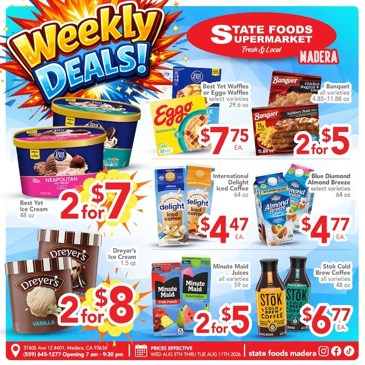 State Foods Supermarket (Madera, CA) Weekly Ad August 5 - 11, 2026