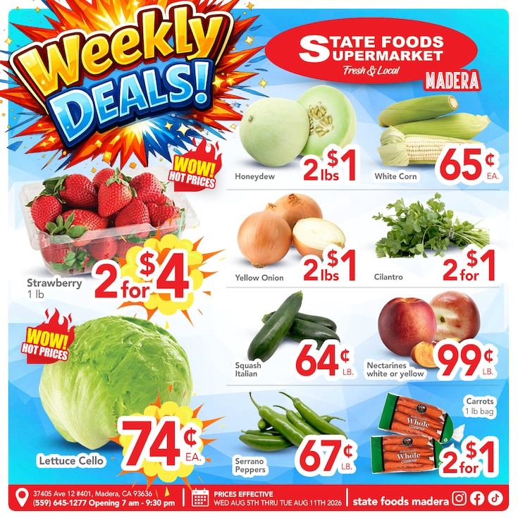 State Foods Supermarket (Madera, CA) Weekly Ad August 5 - 11, 2026