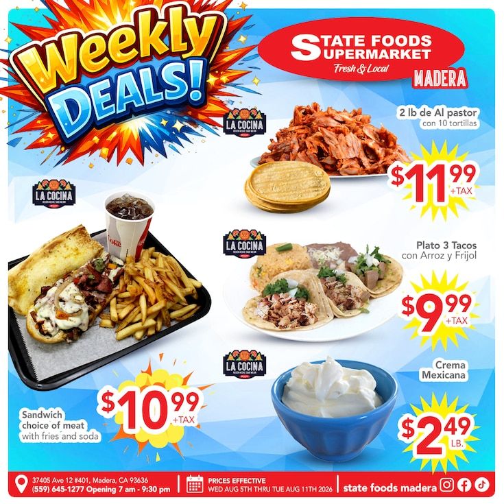 State Foods Supermarket (Madera, CA) Weekly Ad August 5 - 11, 2026