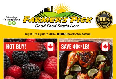 Farmer's Pick Flyer August 6 to 12