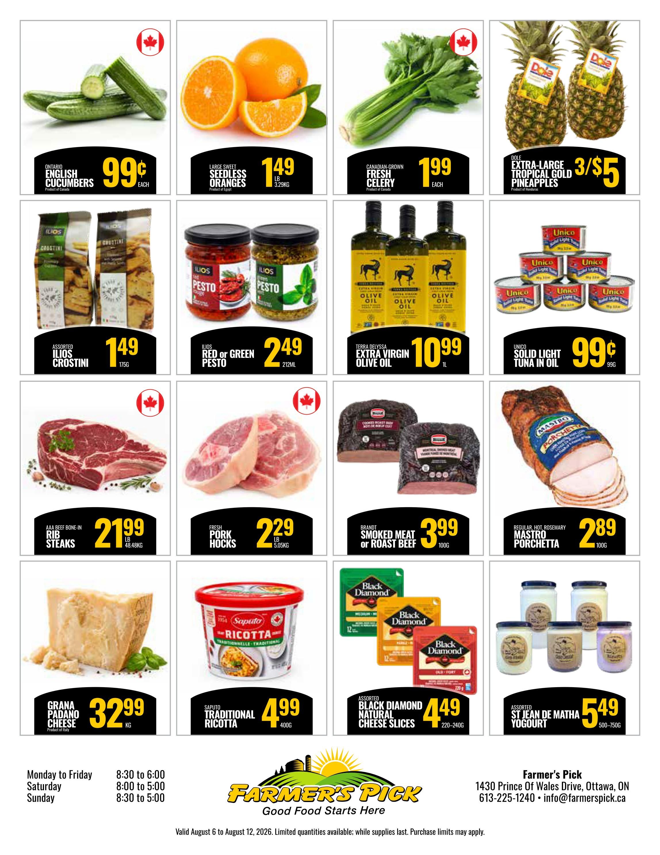 Farmer's Pick Flyer August 6 to 12