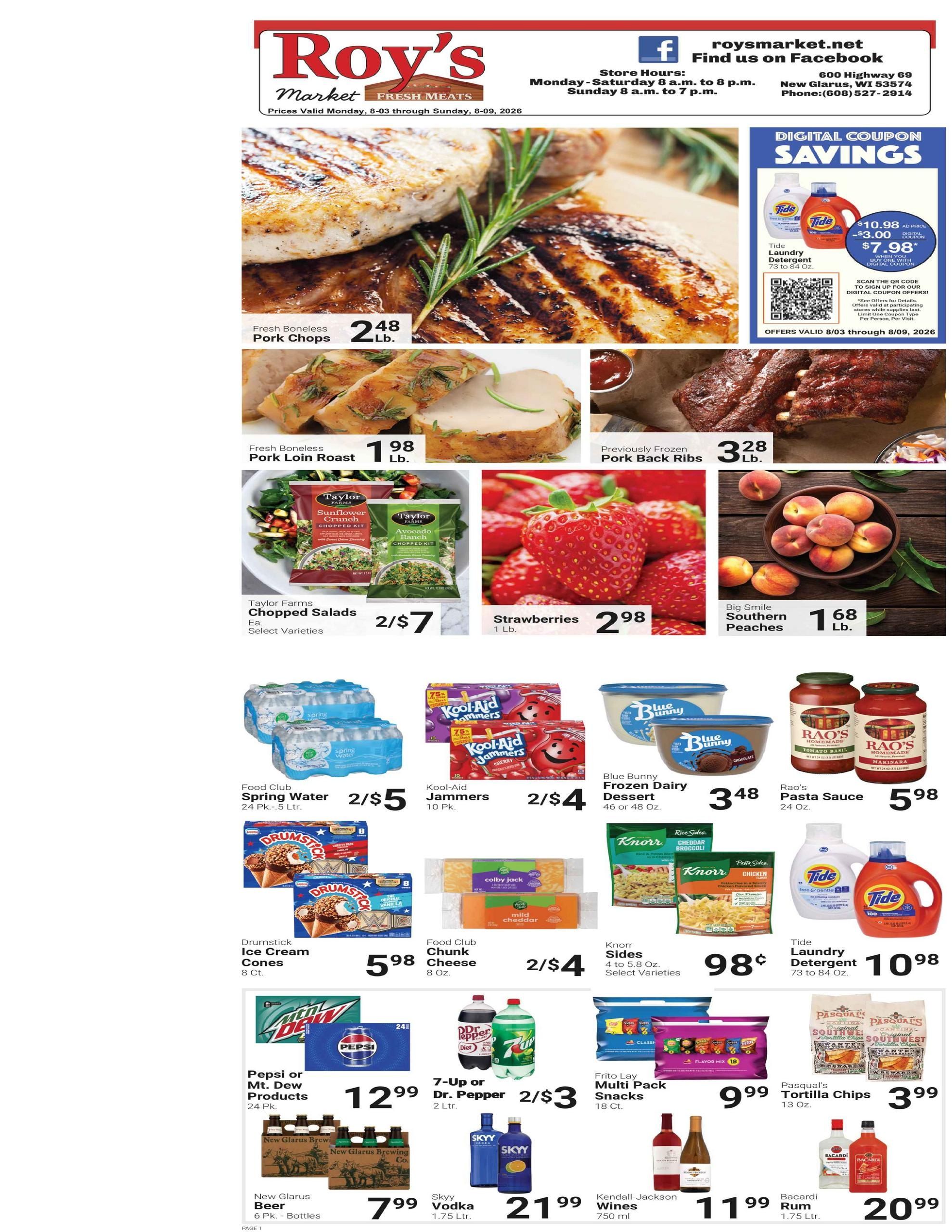 Roy's Market Weekly Ad August 3 - 9, 2026