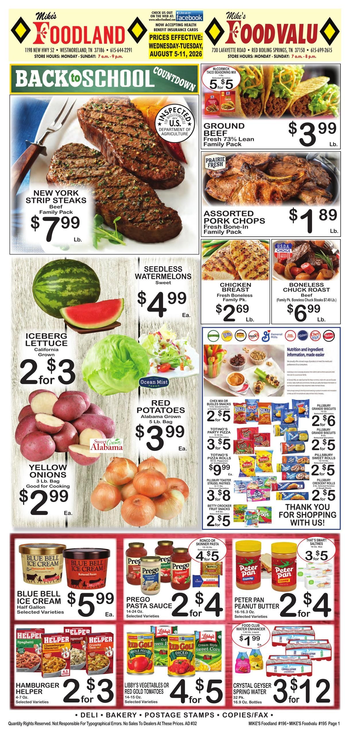 Mike's Foodland Weekly Ad August 5 - 11, 2026