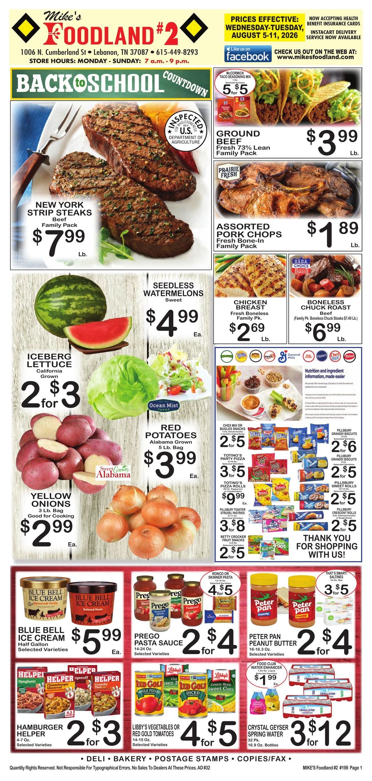 Mike's Foodland Weekly Ad August 5 - 11, 2026