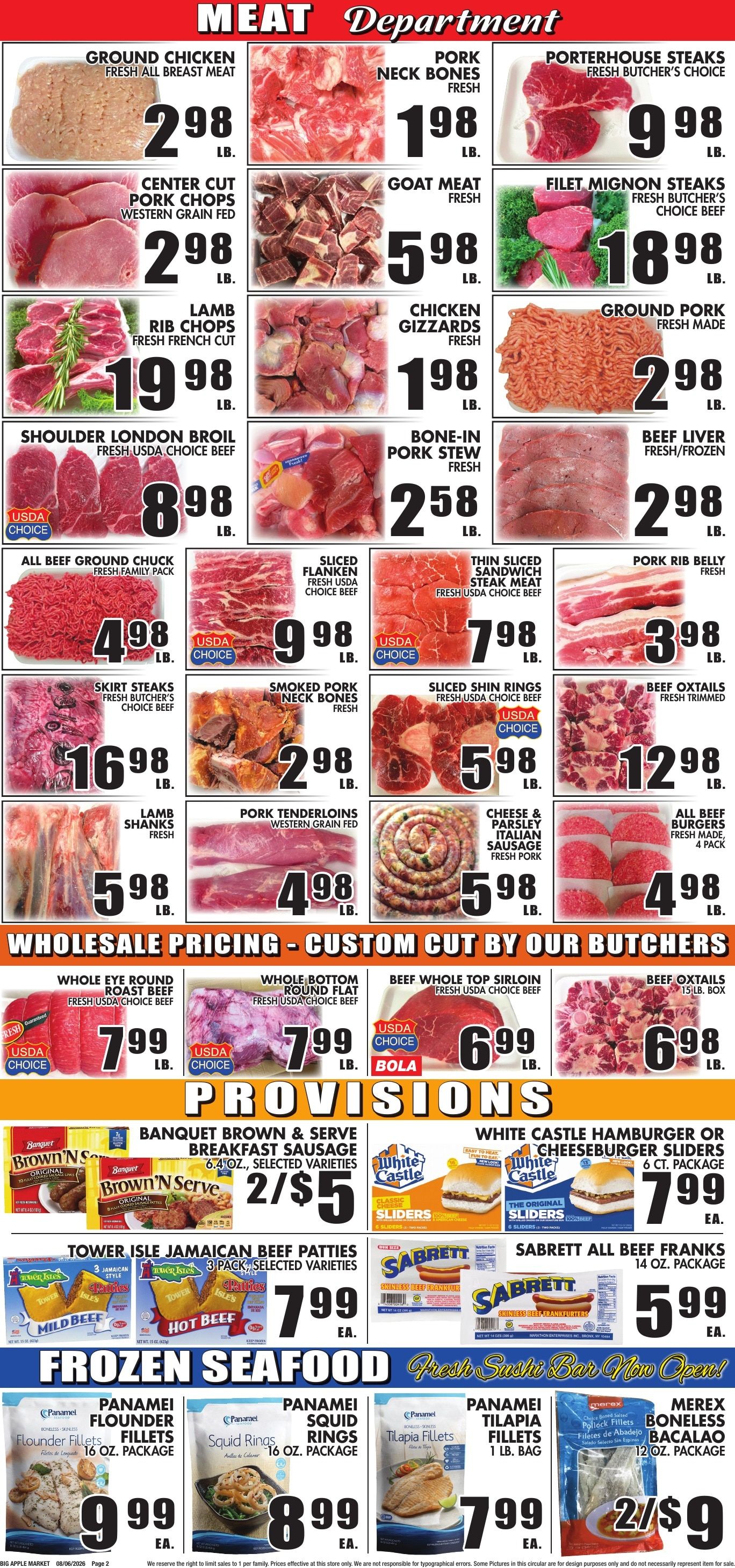 Big Apple Meat Market Weekly Ad August 6 - 19, 2026