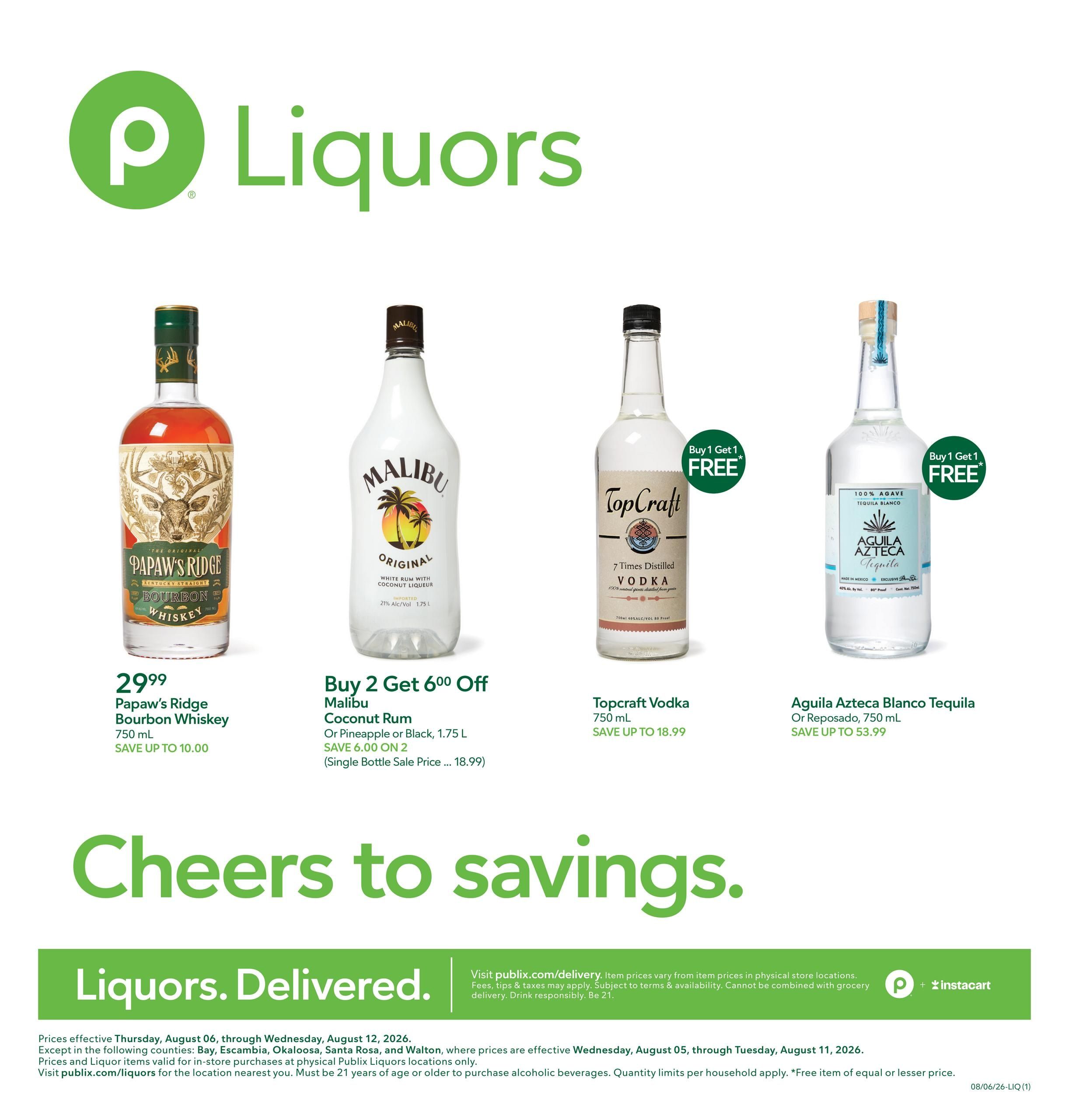 Publix Liquors Liquor Weekly Ad August 6 - 12, 2026