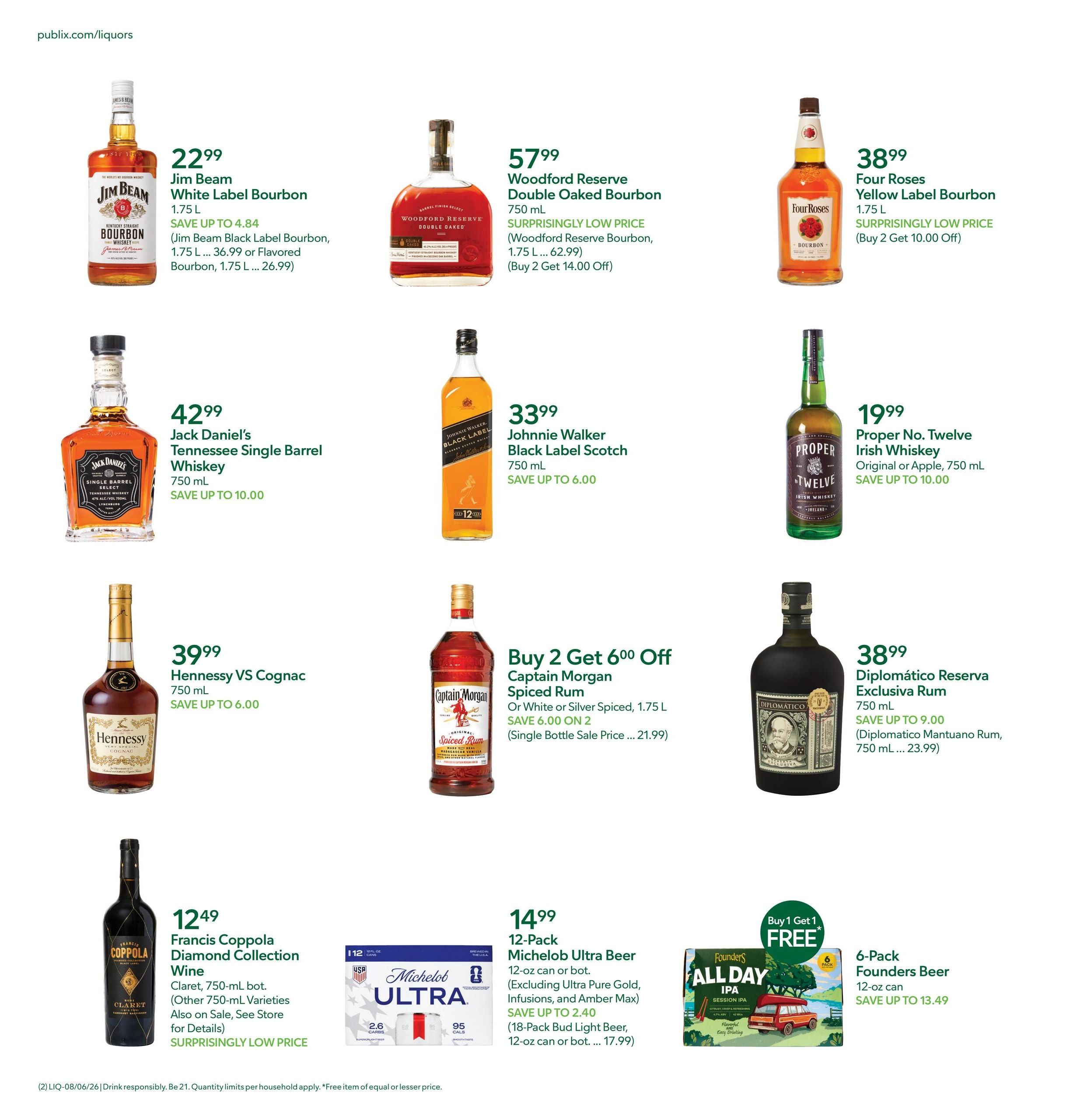 Publix Liquors Liquor Weekly Ad August 6 - 12, 2026