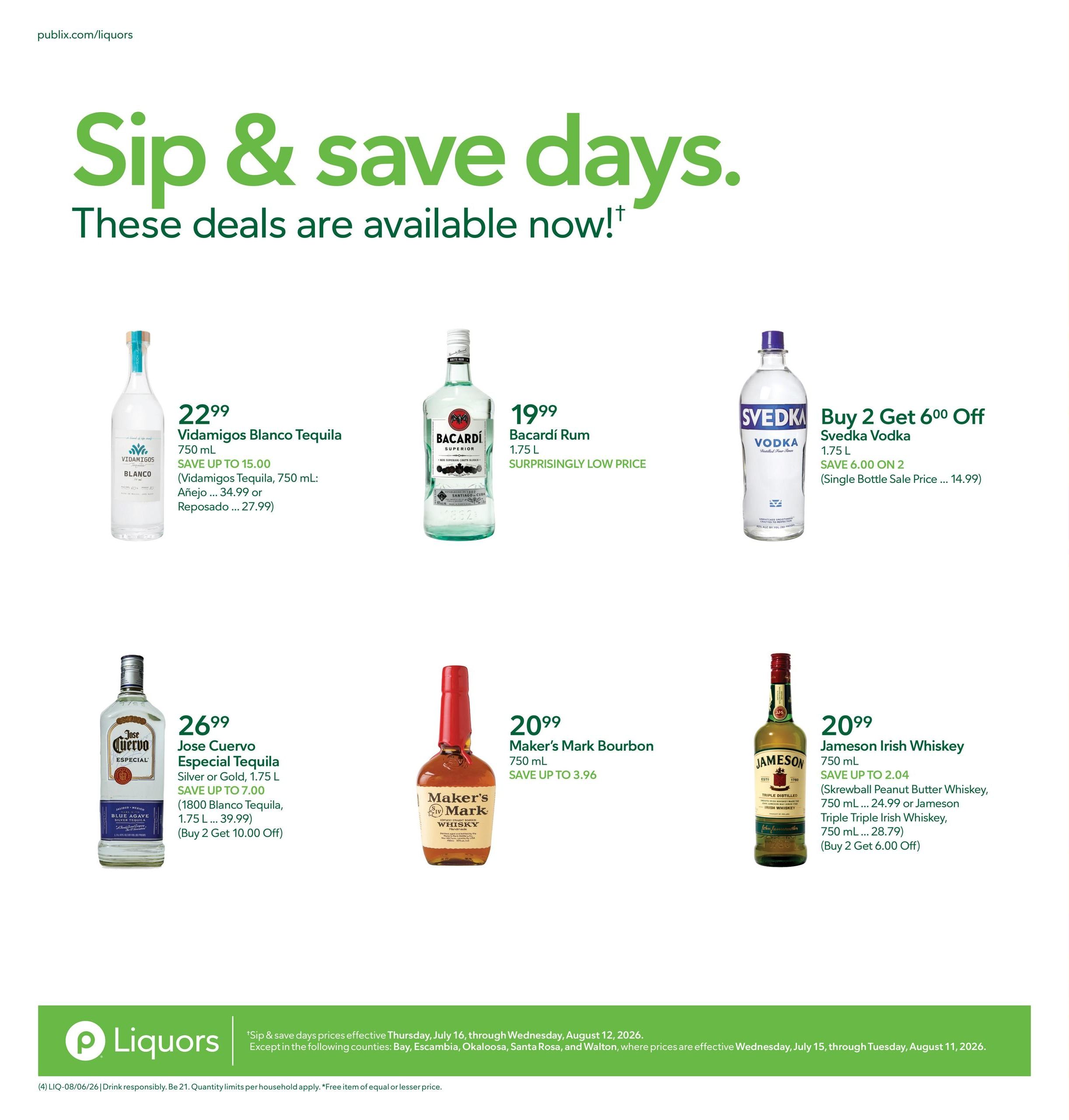 Publix Liquors Liquor Weekly Ad August 6 - 12, 2026