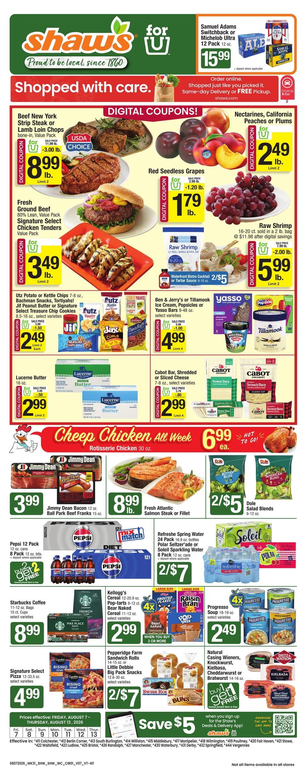 Shaw's (VT) Weekly Ad August 7 - 13, 2026