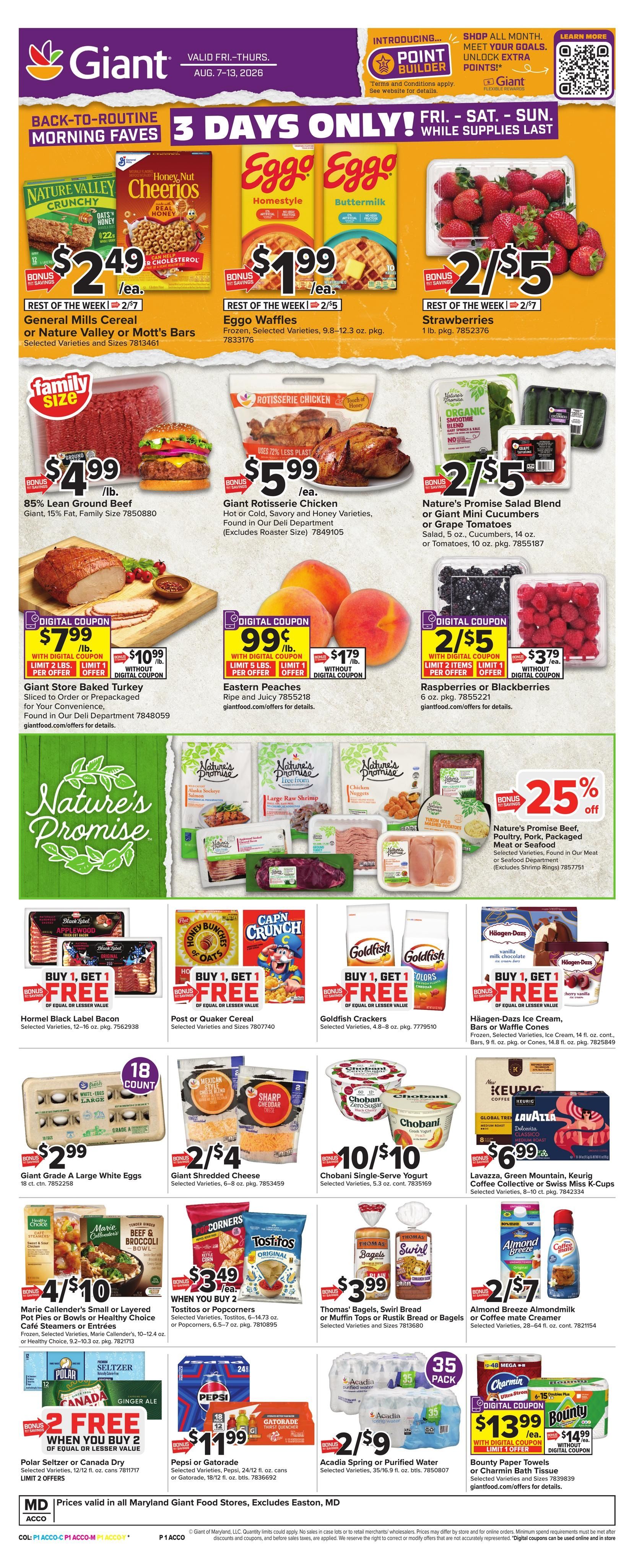 Giant Food (Annapolis–Baltimore Area, MD) Weekly Ad August 7 - 13, 2026