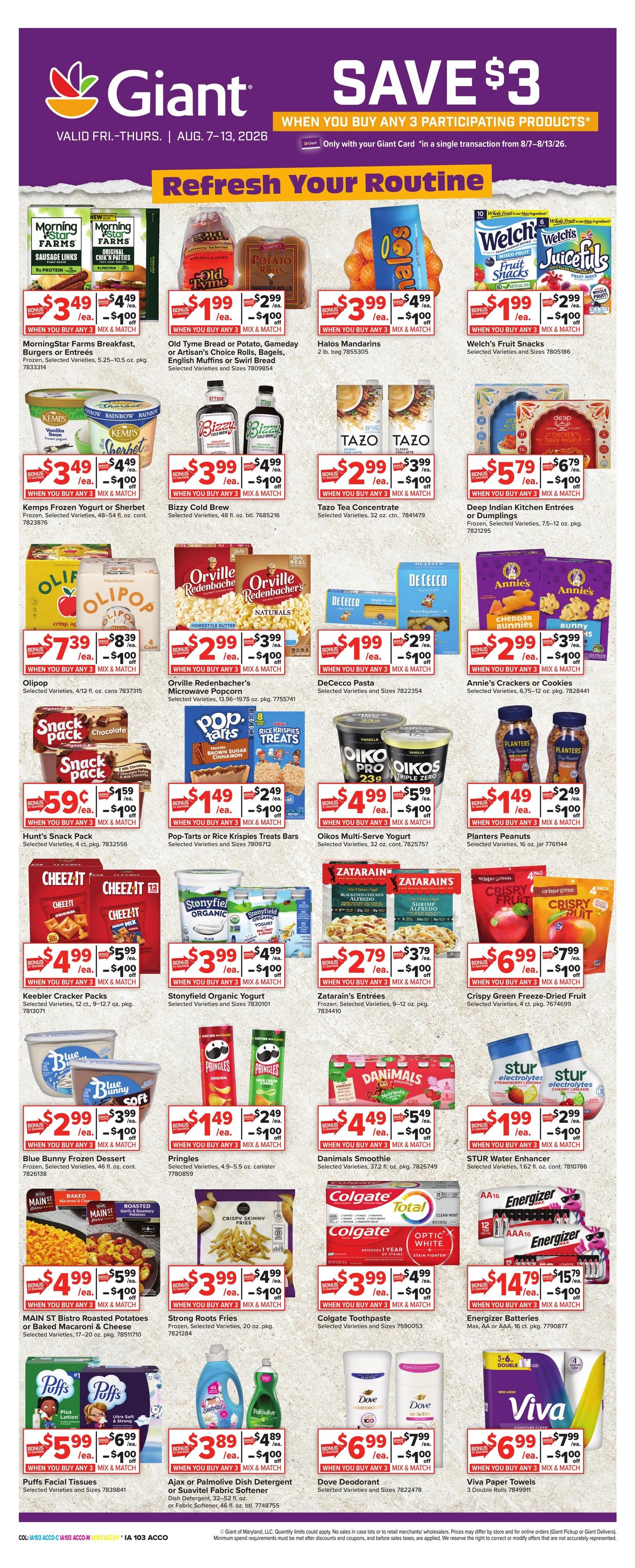 Giant Food (DE, MD, PA) Weekly Ad August 7 - 13, 2026