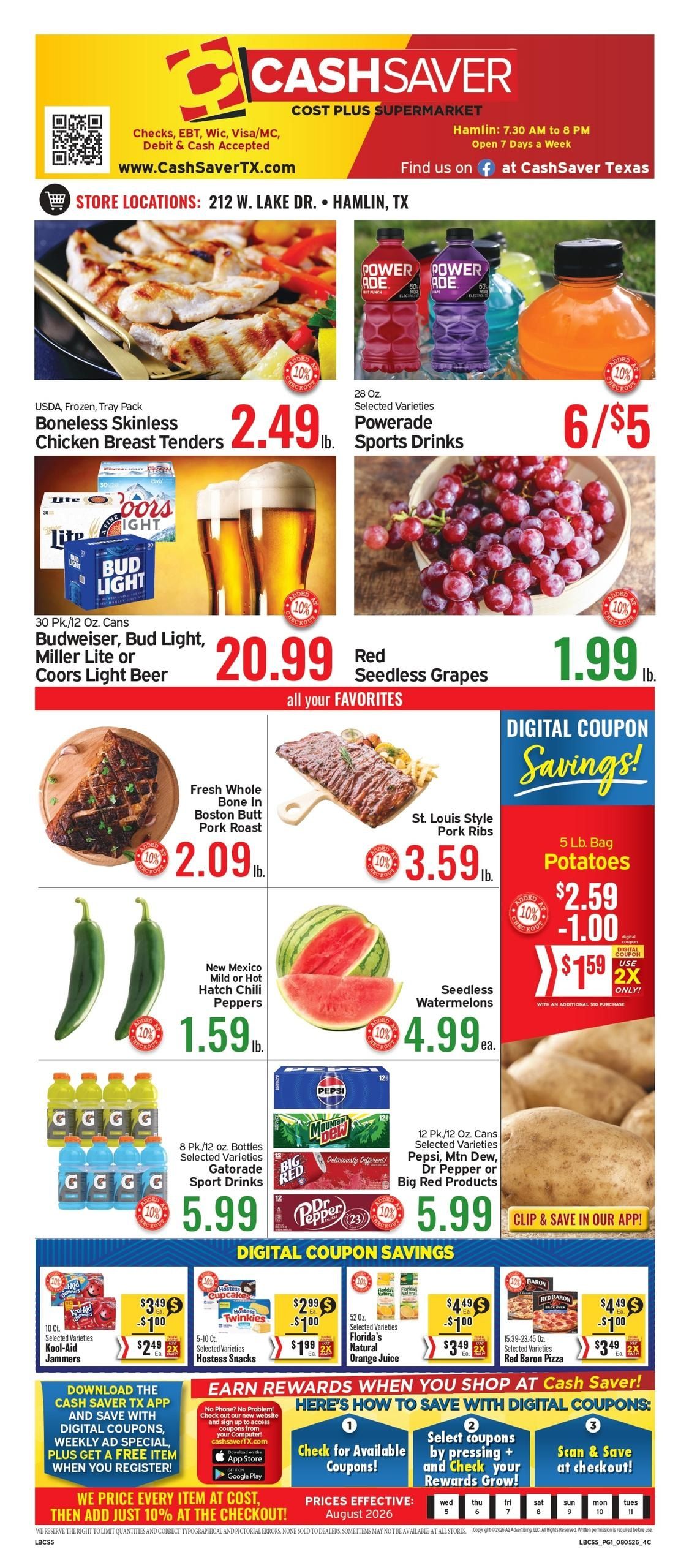 Cash Saver Texas (Abilene–Hawley Area, TX) Weekly Ad August 5 - 11, 2026