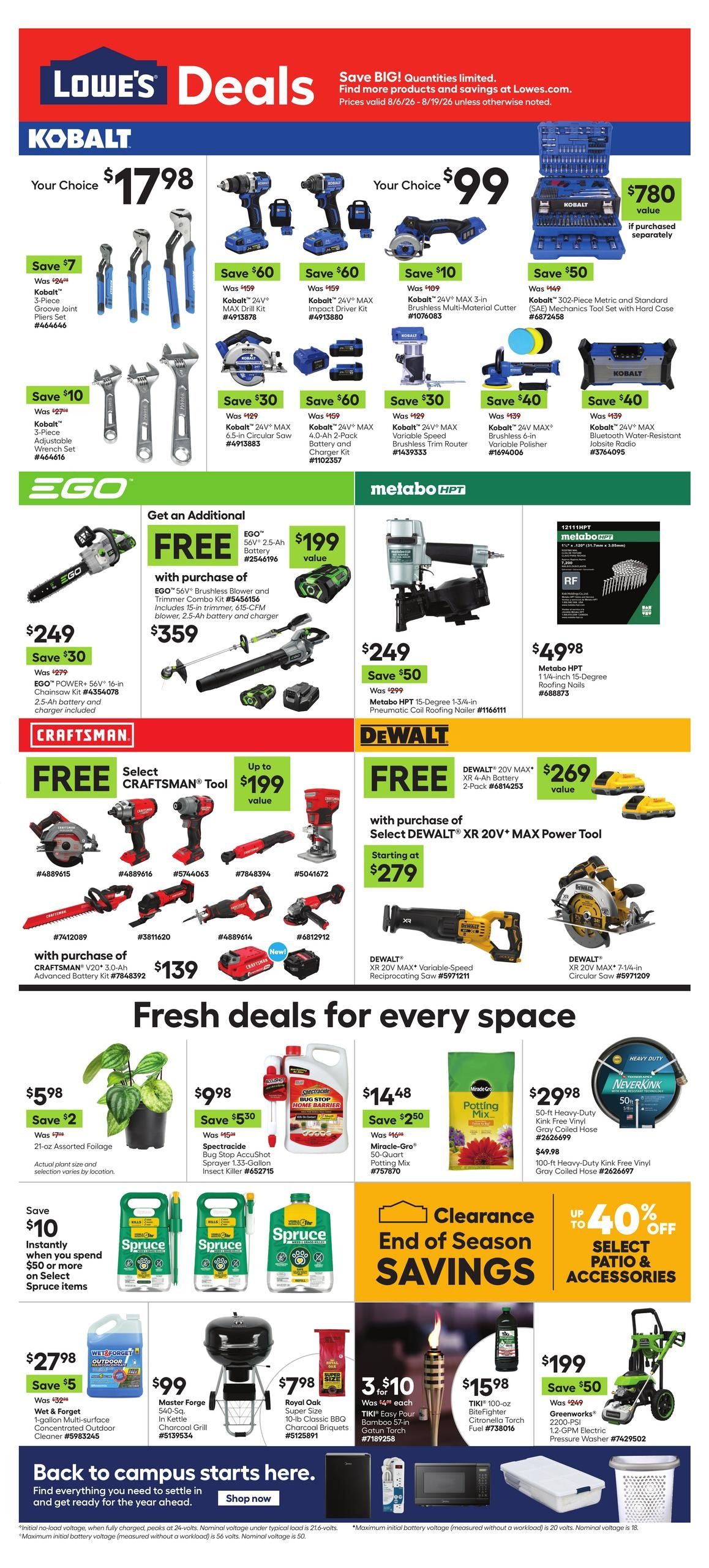 Lowe's (Flagstaff Area, AZ) Weekly Ad August 6 - 19, 2026