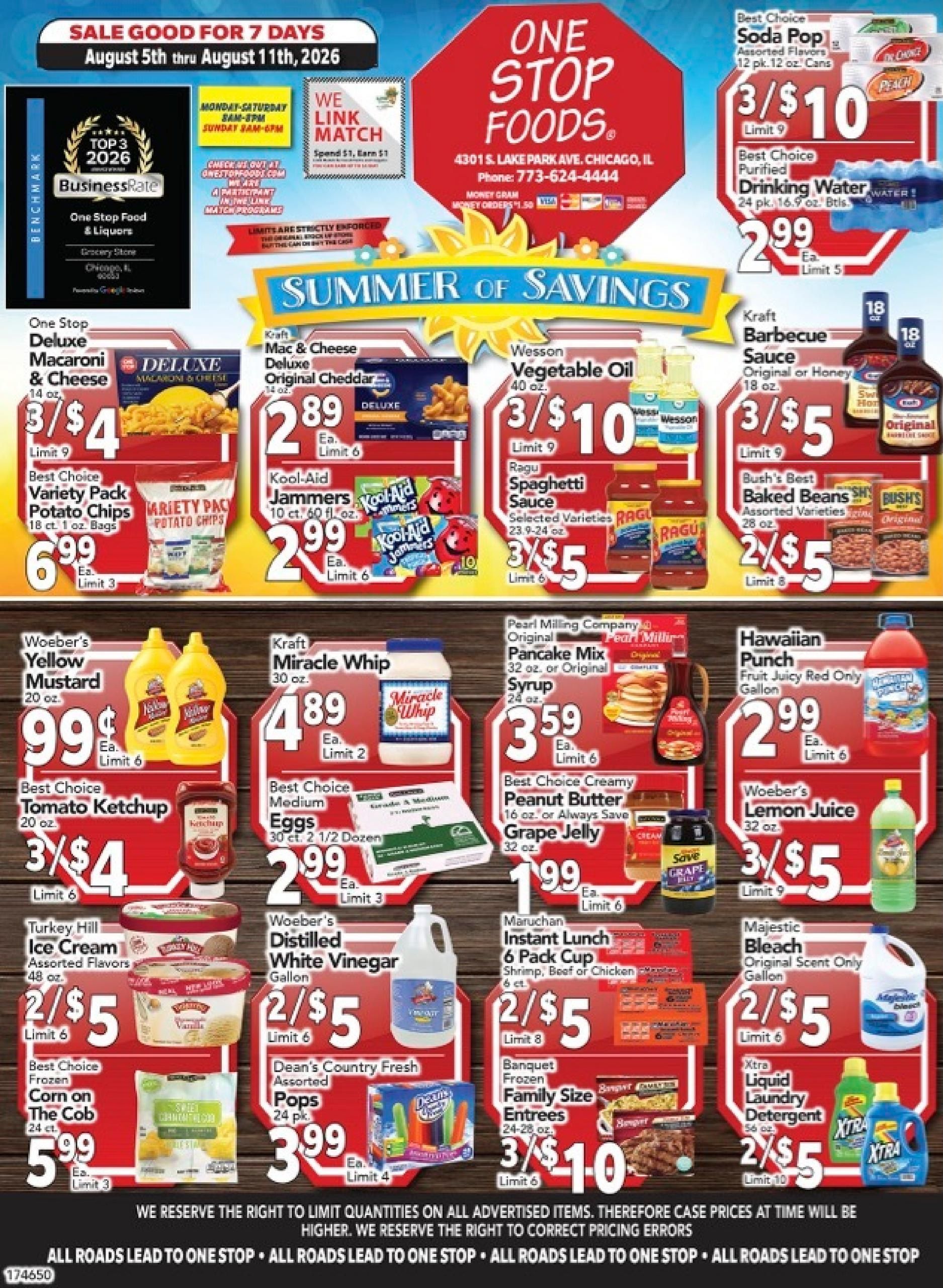 One Stop Foods (Chicago–Hammond Area, IL–IN) Weekly Ad August 5 - 11, 2026