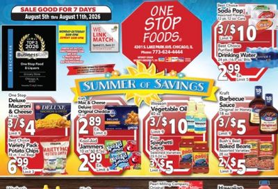One Stop Foods (Chicago–Hammond Area, IL–IN) Weekly Ad August 5 - 11, 2026