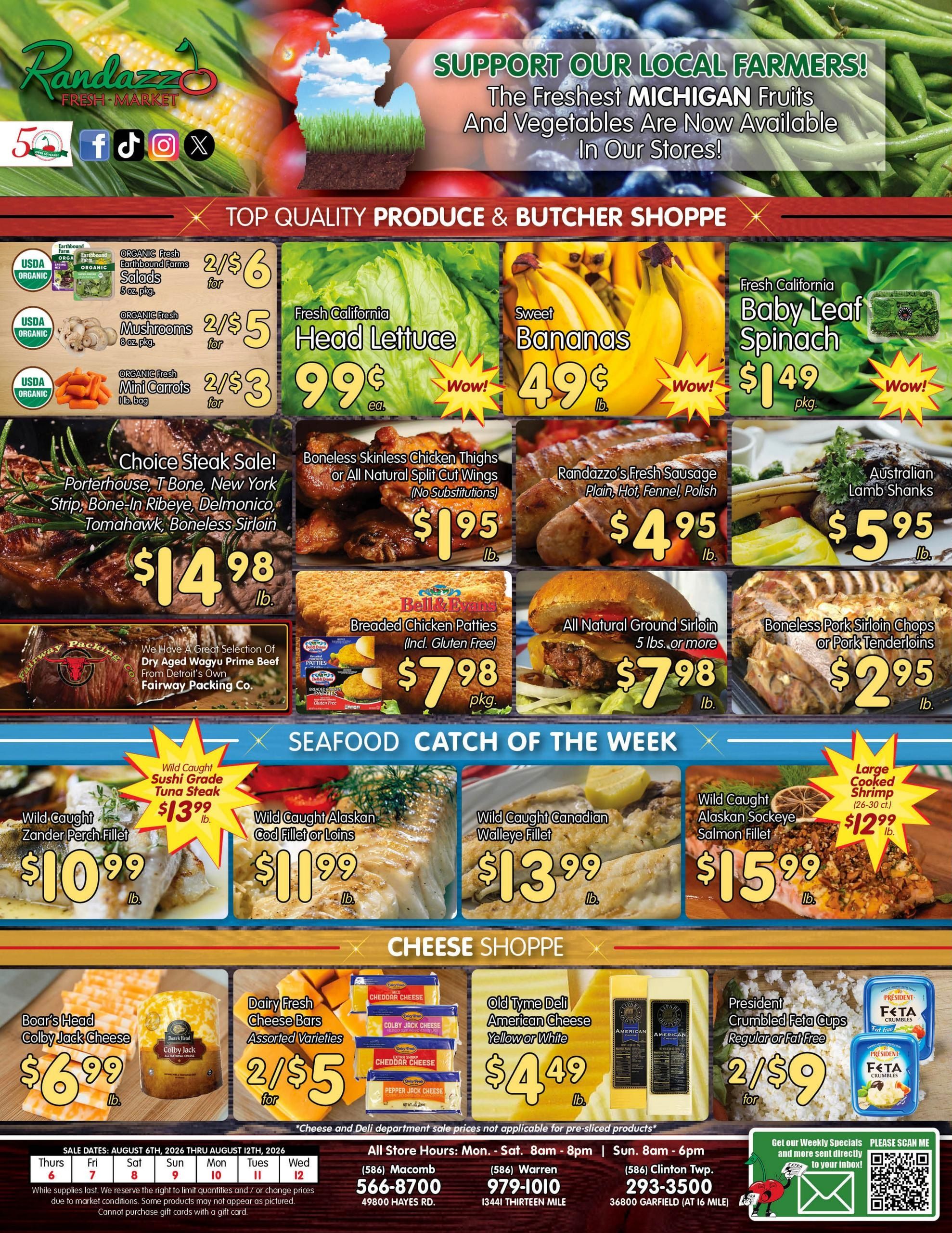 Randazzo Fresh Market (Warren–Sterling Heights Area, MI) Weekly Ad August 6 - 12, 2026