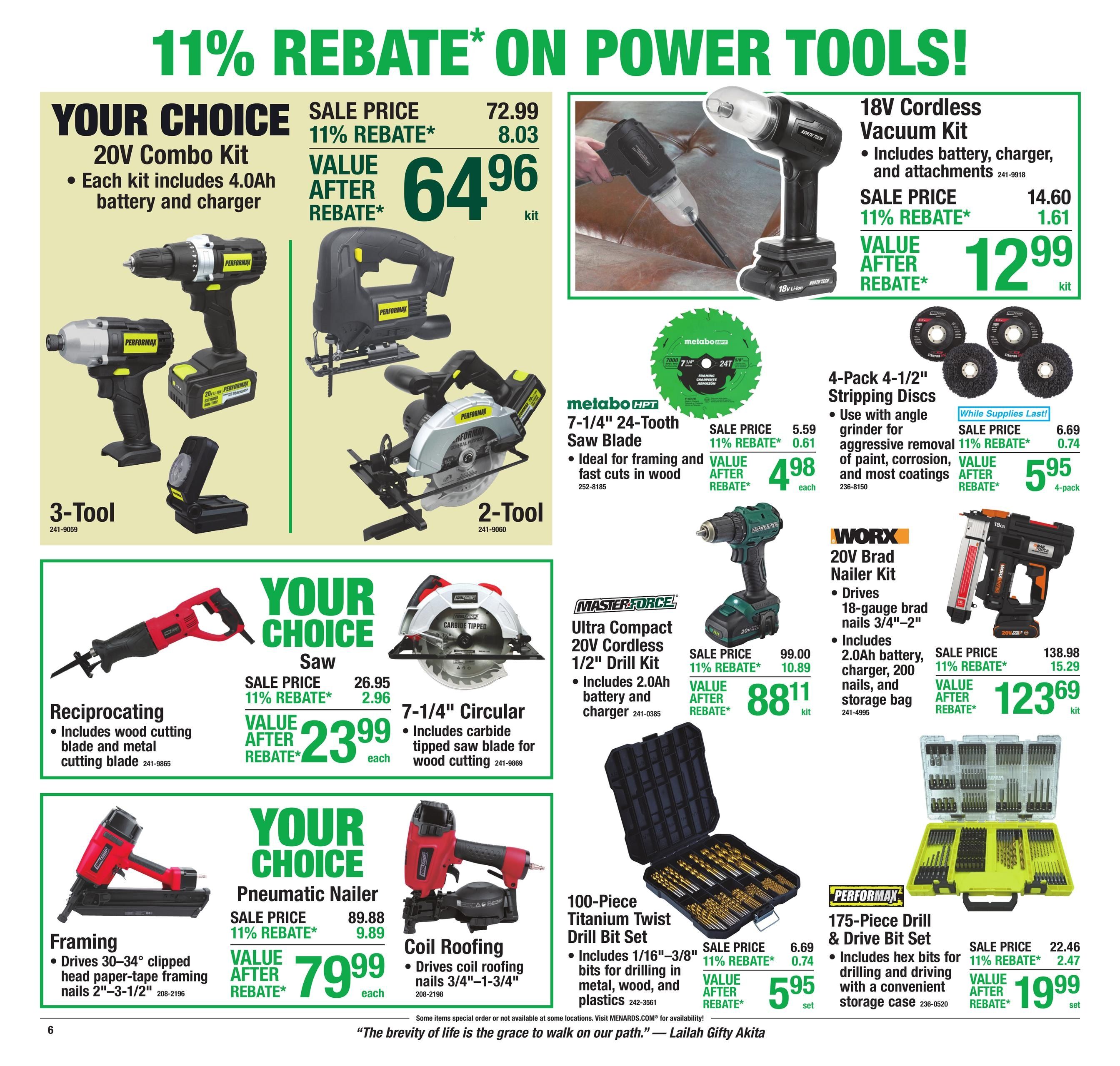 Menards (Warren–Sterling Heights Area, MI) 11% Rebate Sale Weekly Ad August 6 - 17, 2026