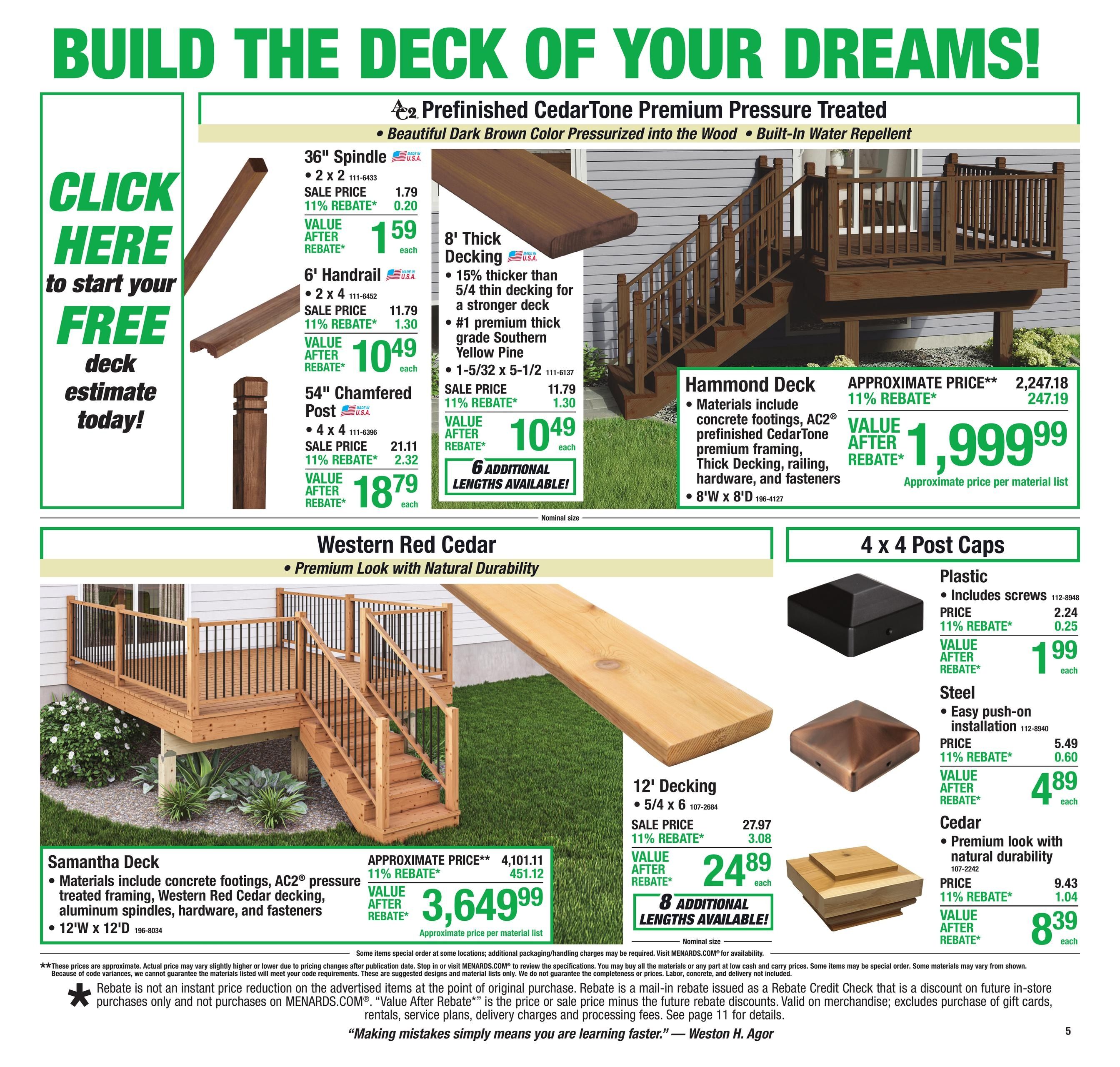 Menards (Mansfield Area, OH) 11% Rebate Sale Weekly Ad August 5 - 17, 2026