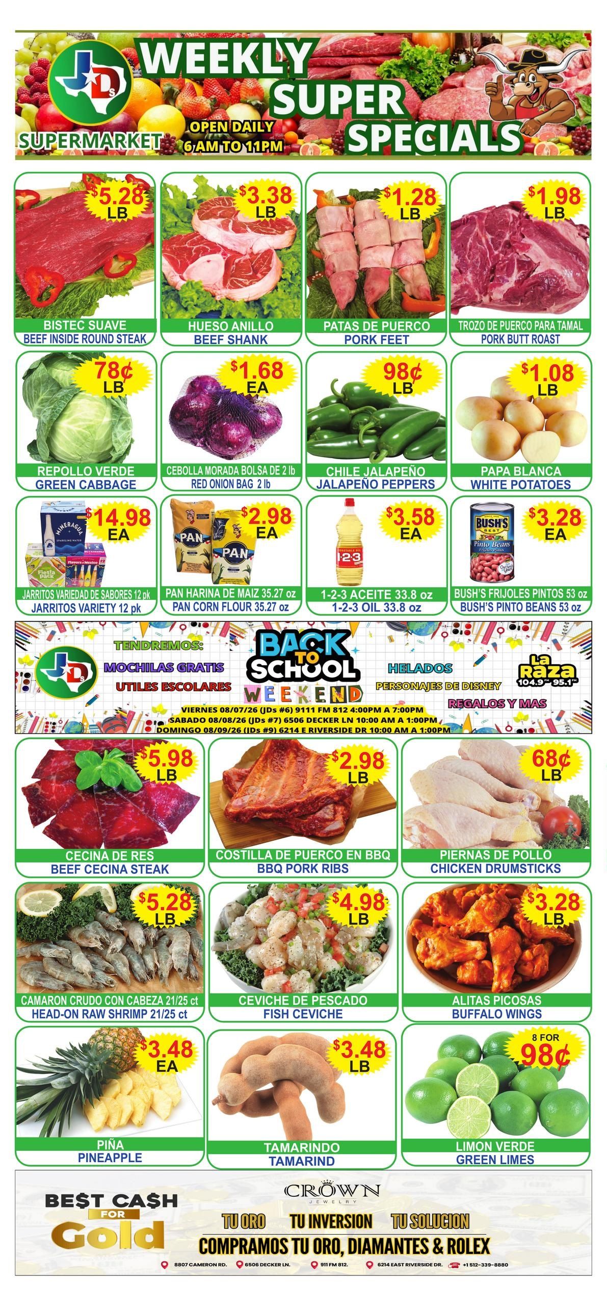 JD's Supermarket (Austin–Cedar Creek Area, TX) Weekly Ad August 5 - 11, 2026