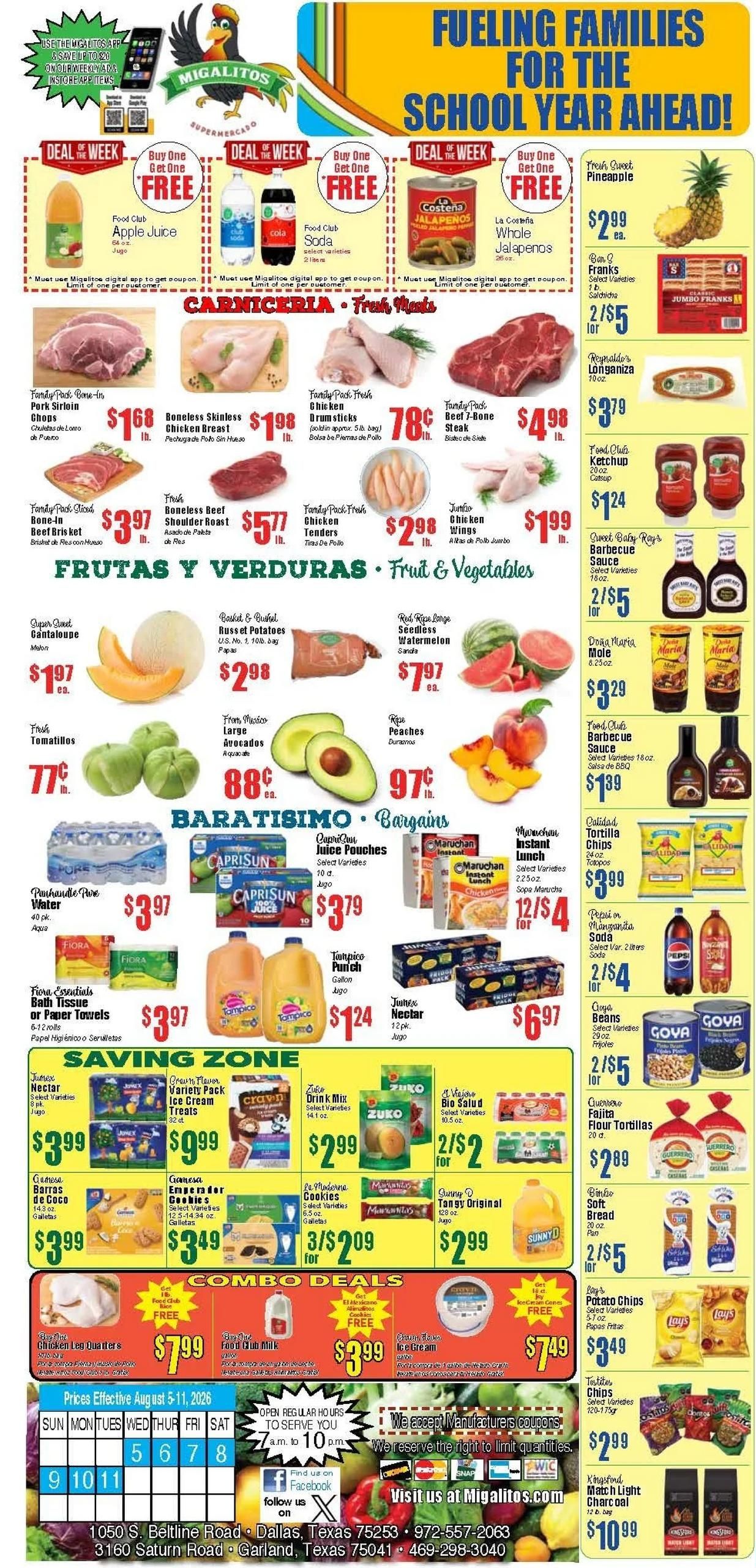 Migalitos Supermercado (Allen Area, TX) Weekly Ad August 5 - 11, 2026