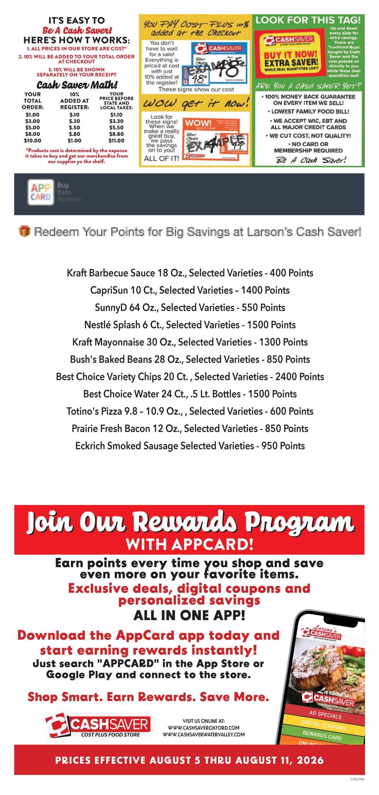 Larson's Cash Saver (Holly Springs–Mount Pleasant Area, MS) Weekly Ad August 5 - 11, 2026