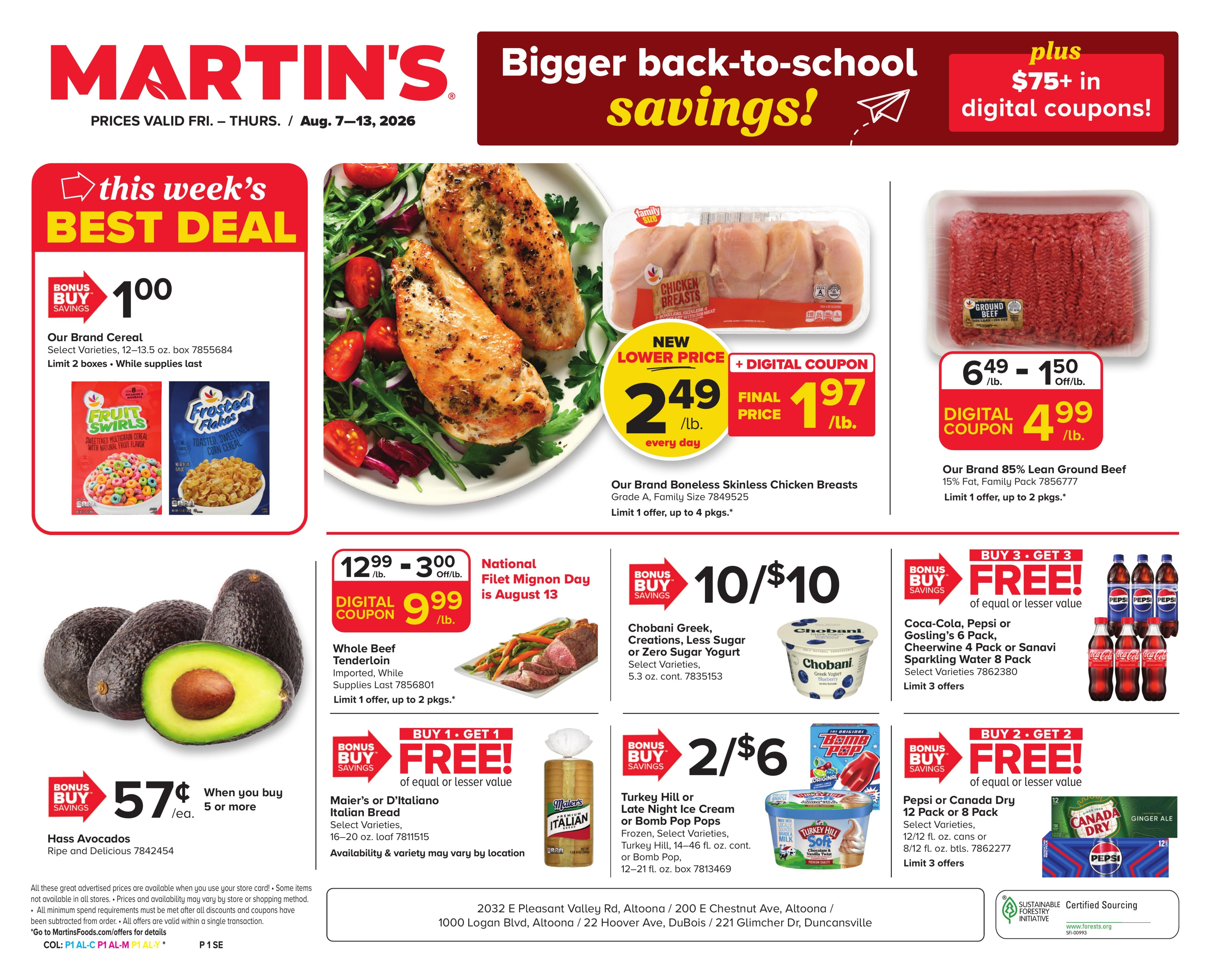 Martin's Food Market (State College–Du Bois Area, PA) Weekly Ad August 7 - 13, 2026