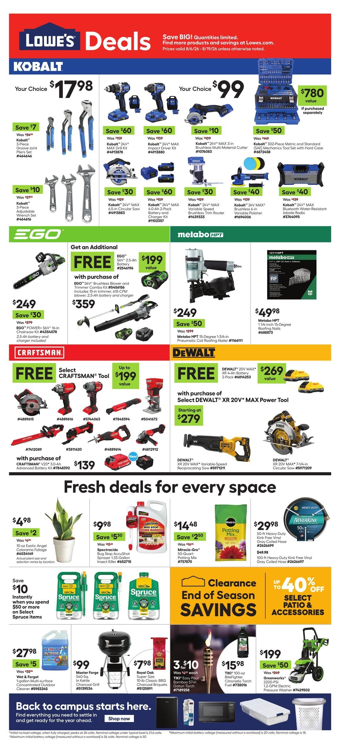 Lowe's (KY, OH, WV) Weekly Ad August 6 - 19, 2026