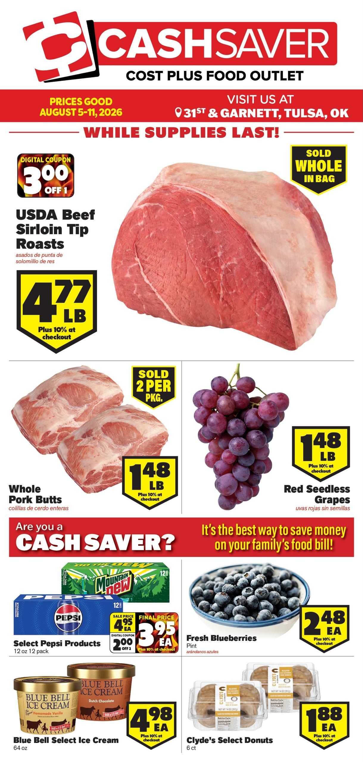 Cash Saver Food Outlet Weekly Ad August 5 - 11, 2026
