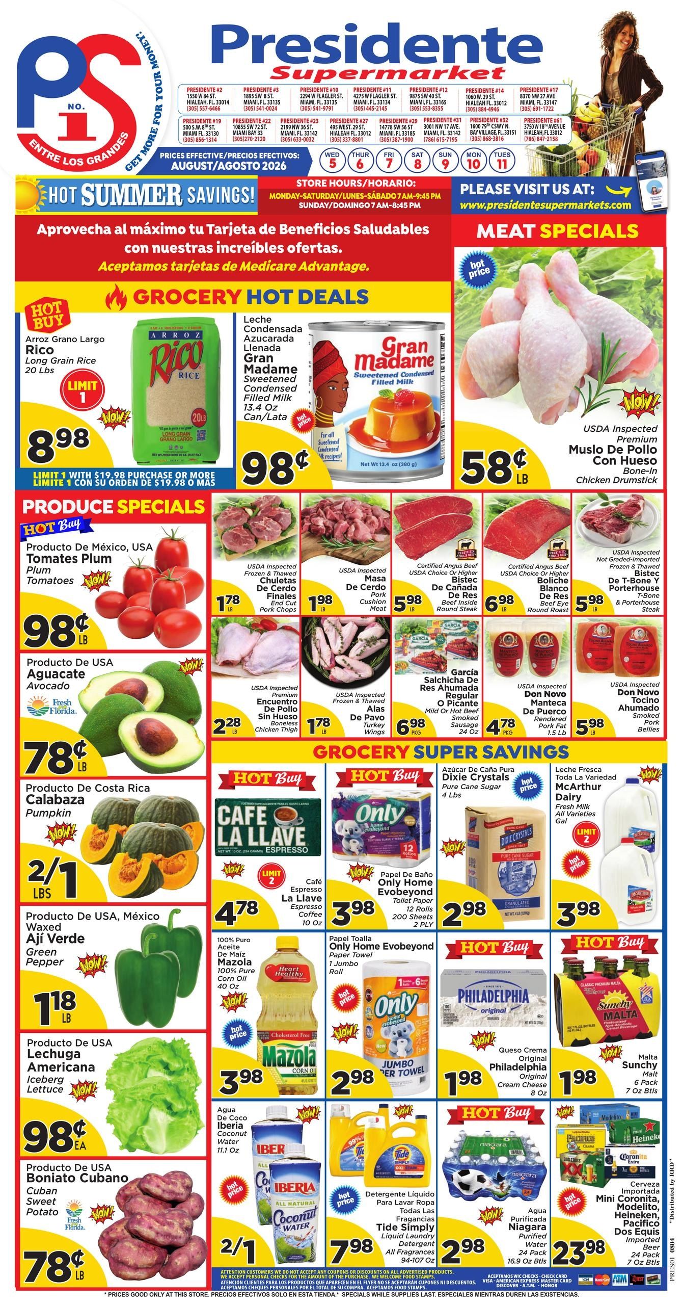 Presidente Supermarkets (Miami–Hialeah Area, FL) Weekly Ad August 5 - 11, 2026