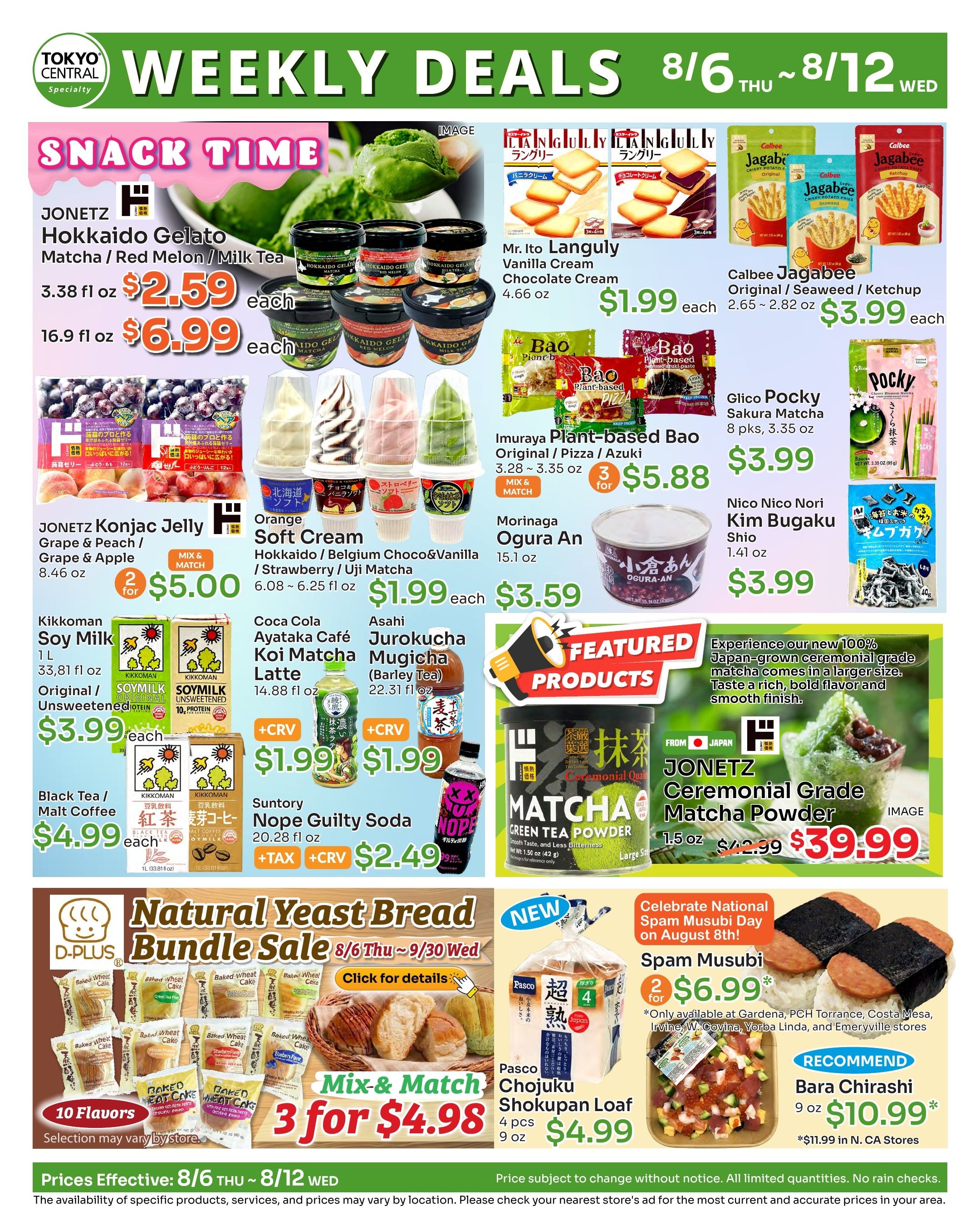 Tokyo Central and Marukai (California) Weekly Ad August 6 - 12, 2026