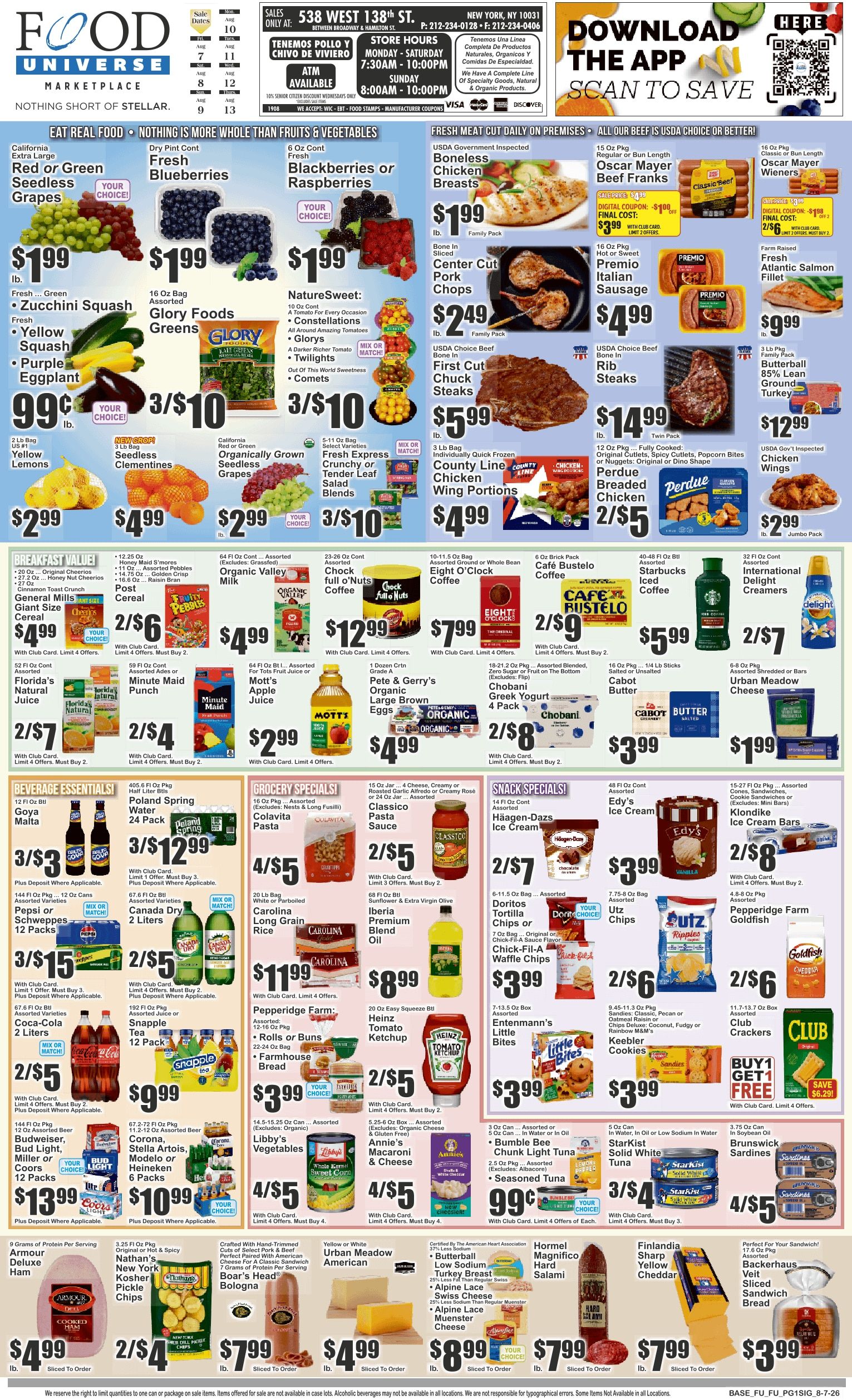Food Universe (538 W. 138th St., New York, NY) Weekly Ad August 7 - 13, 2026