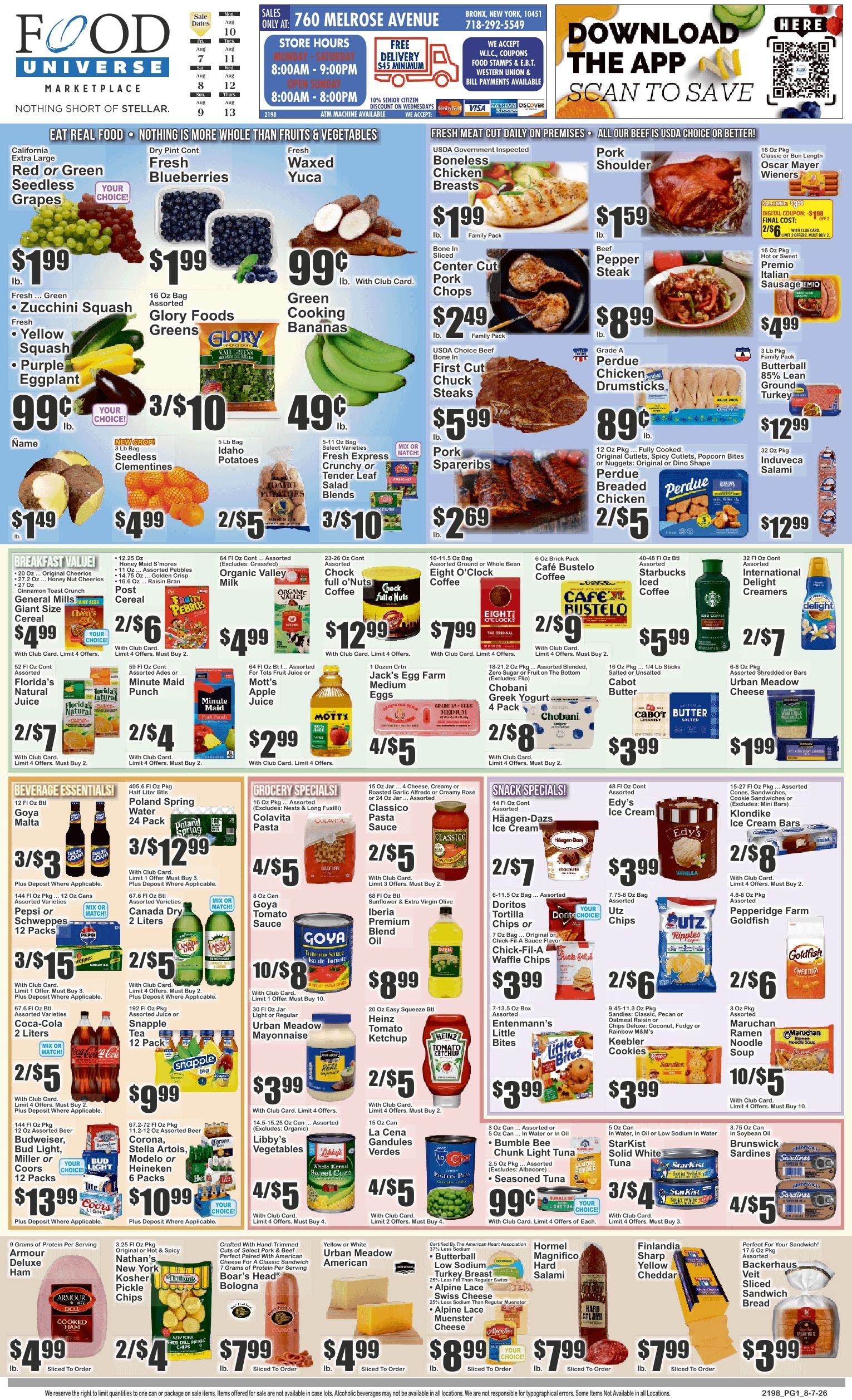 Food Universe (760 Melrose Ave., Bronx, NY) Weekly Ad August 7 - 13, 2026