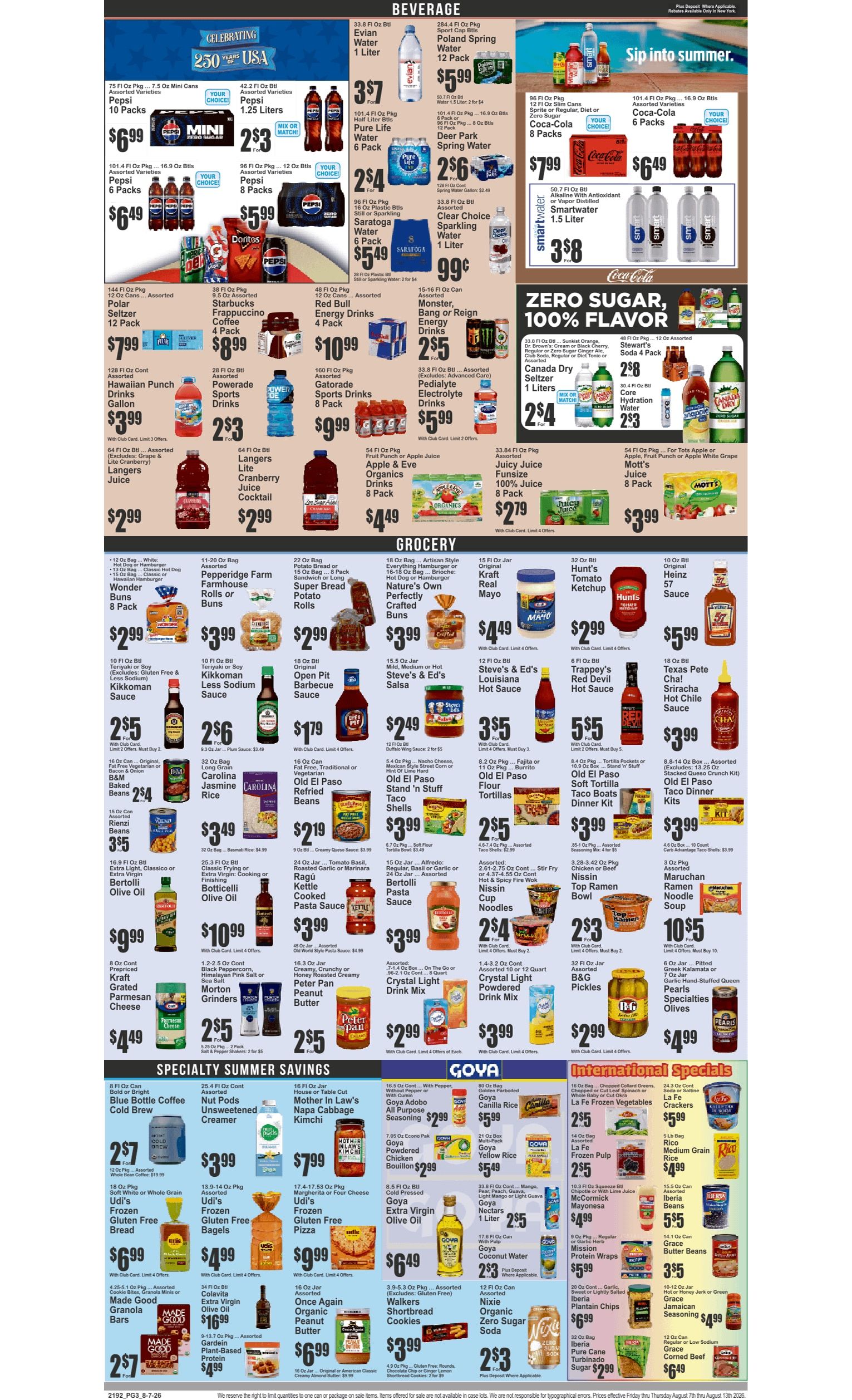 Food Universe (82 W. Kingsbridge Rd., Bronx, NY) Weekly Ad August 7 - 13, 2026