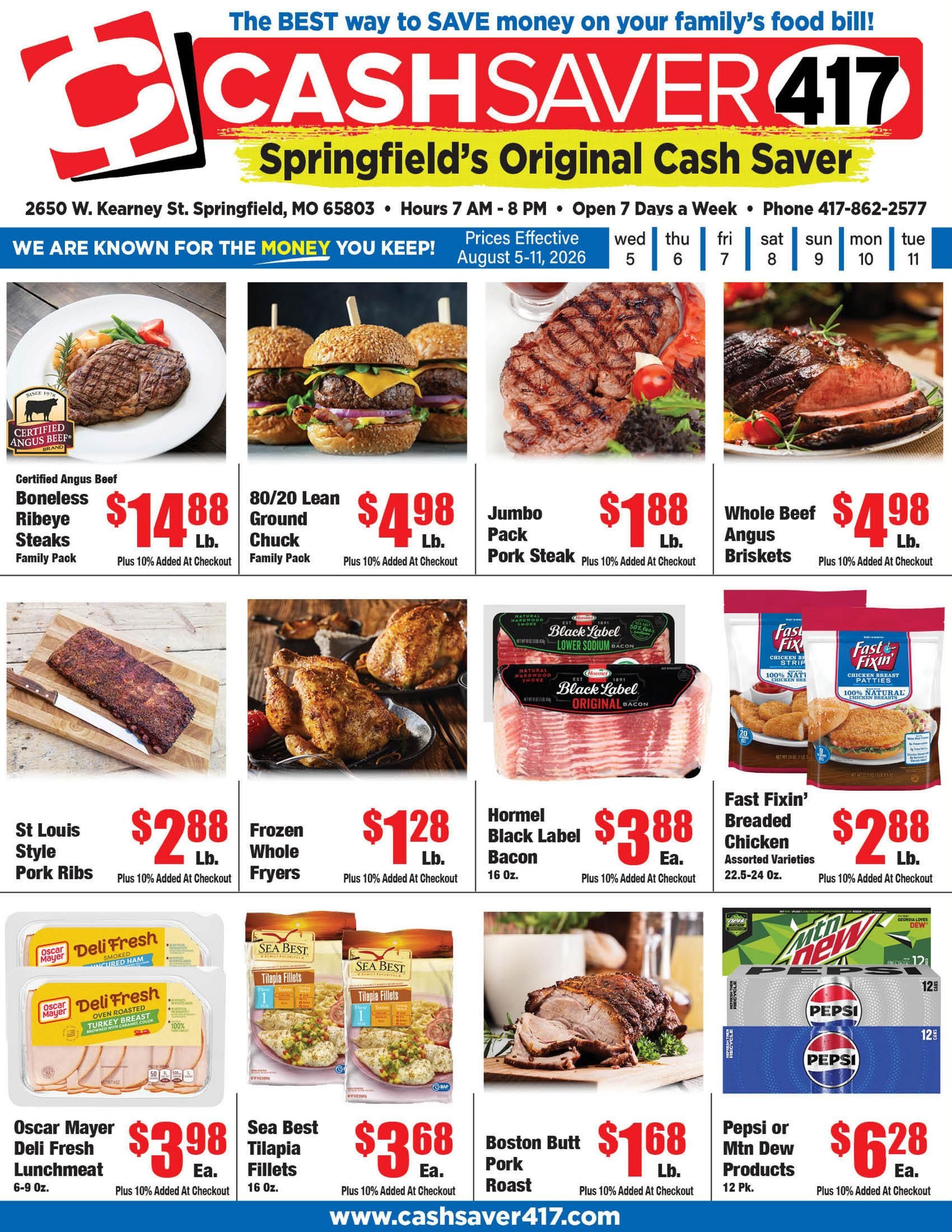 Cash Saver 417 Weekly Ad August 5 - 11, 2026